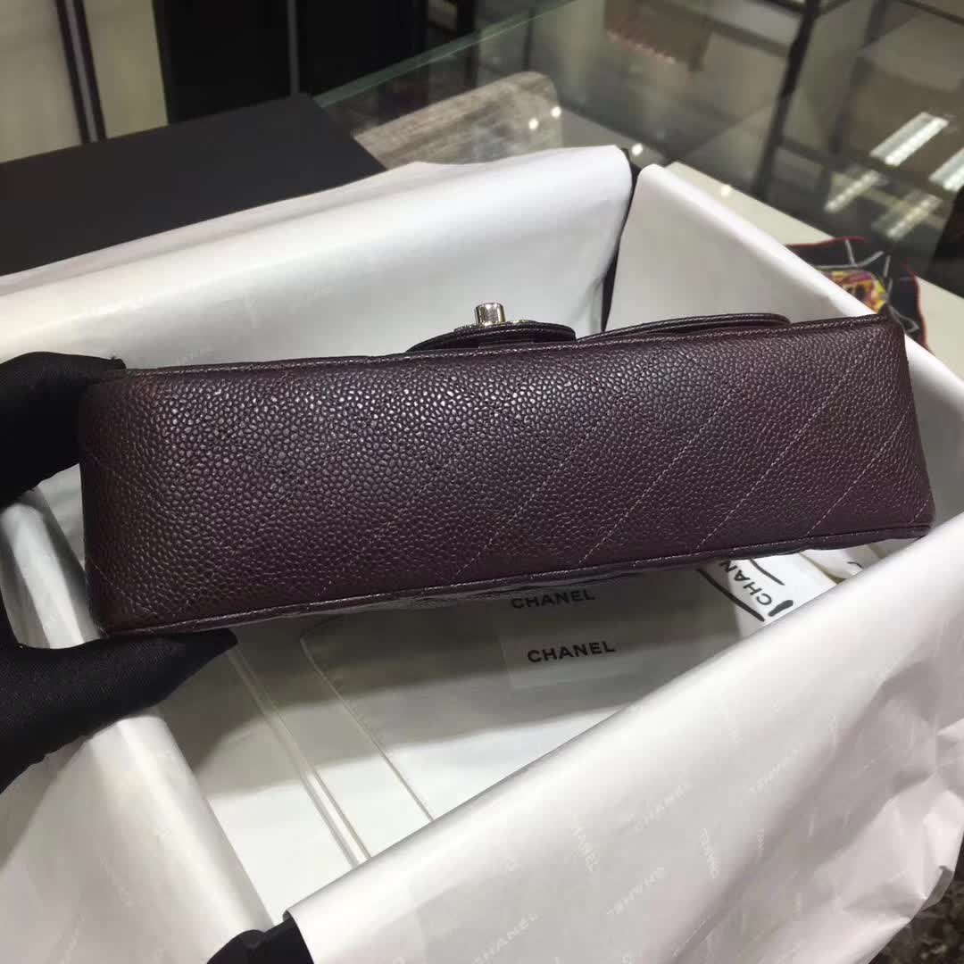 Chanel 香奈儿 Classic Flap  鱼子酱 咖啡色 25cm 银 一件代发