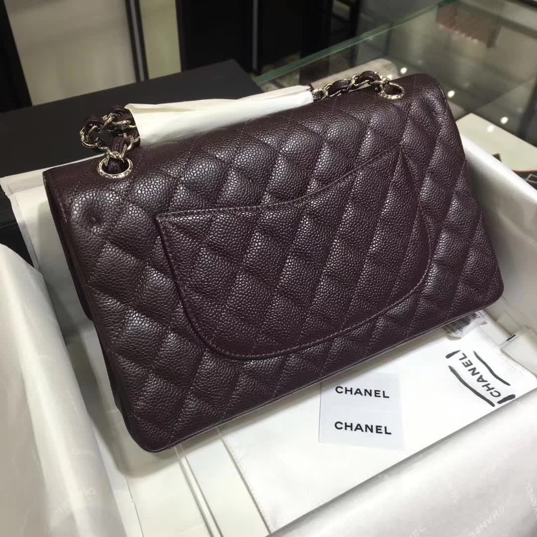 Chanel 香奈儿 Classic Flap  鱼子酱 咖啡色 25cm 银 一件代发