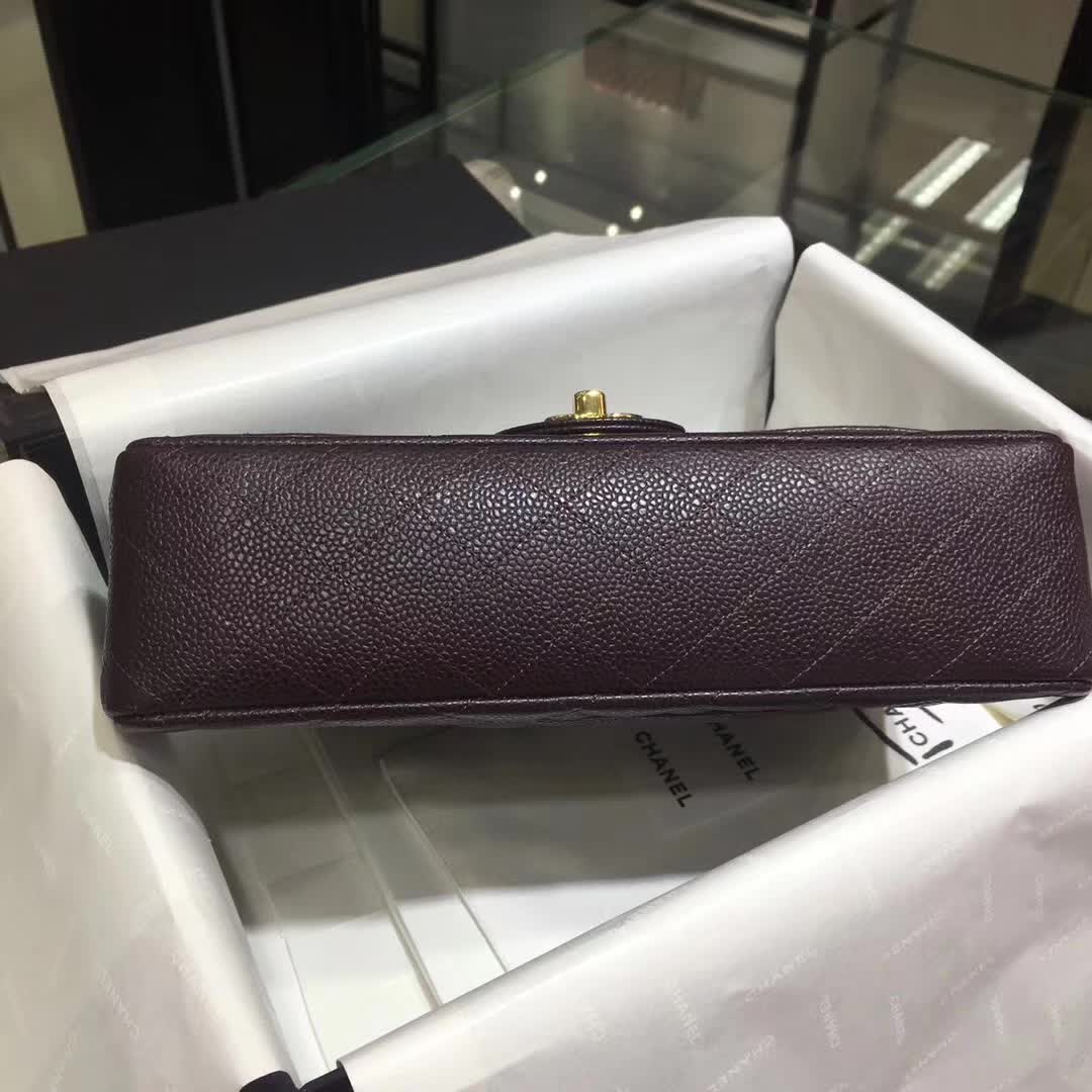 Chanel 香奈儿 Classic Flap 鱼子酱 咖啡色 25cm 金 一件代发