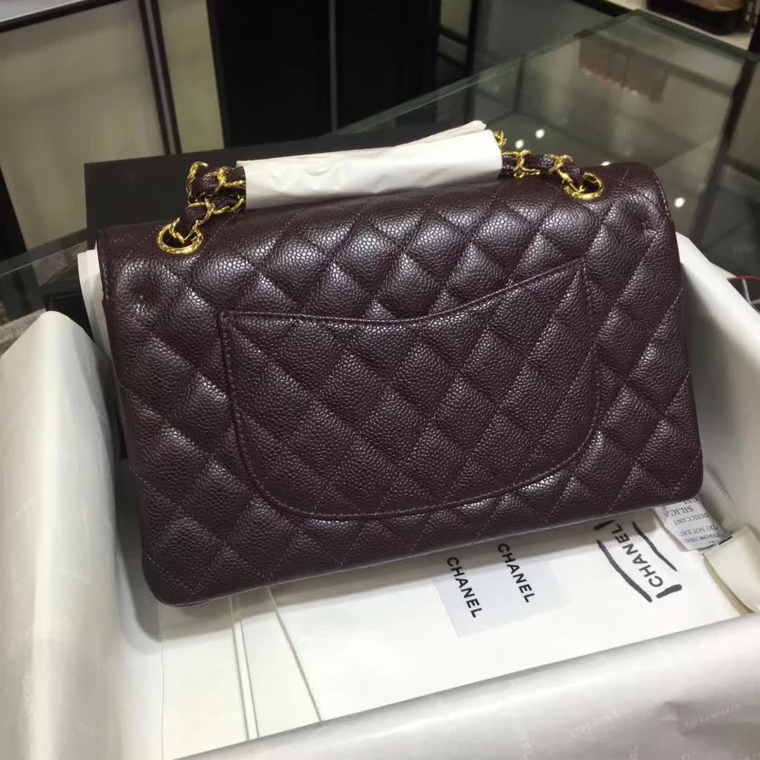 Chanel 香奈儿 Classic Flap 鱼子酱 咖啡色 25cm 金 一件代发