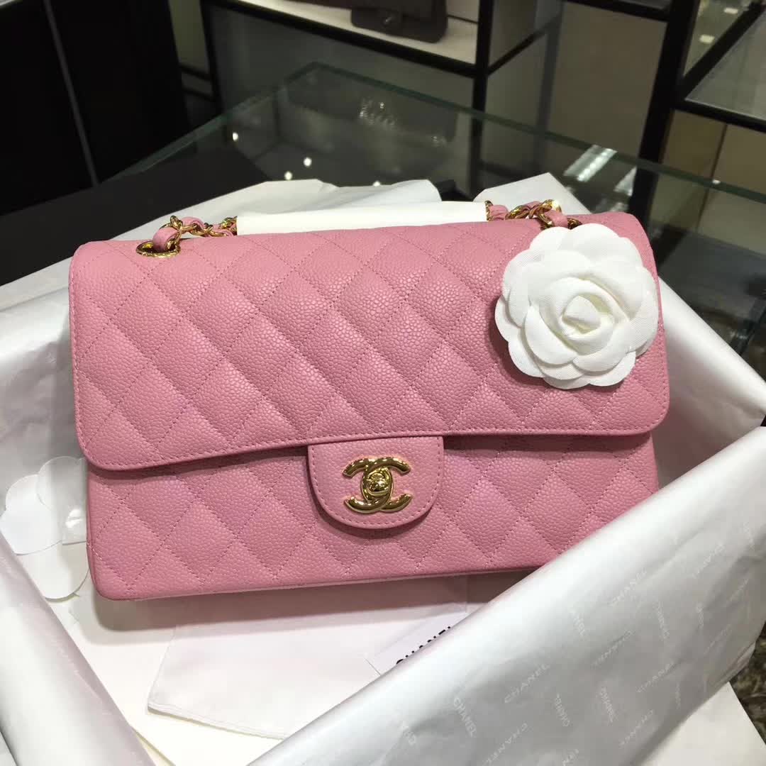 Chanel 香奈儿 Classic Flap 鱼子酱 桃粉 25cm 金