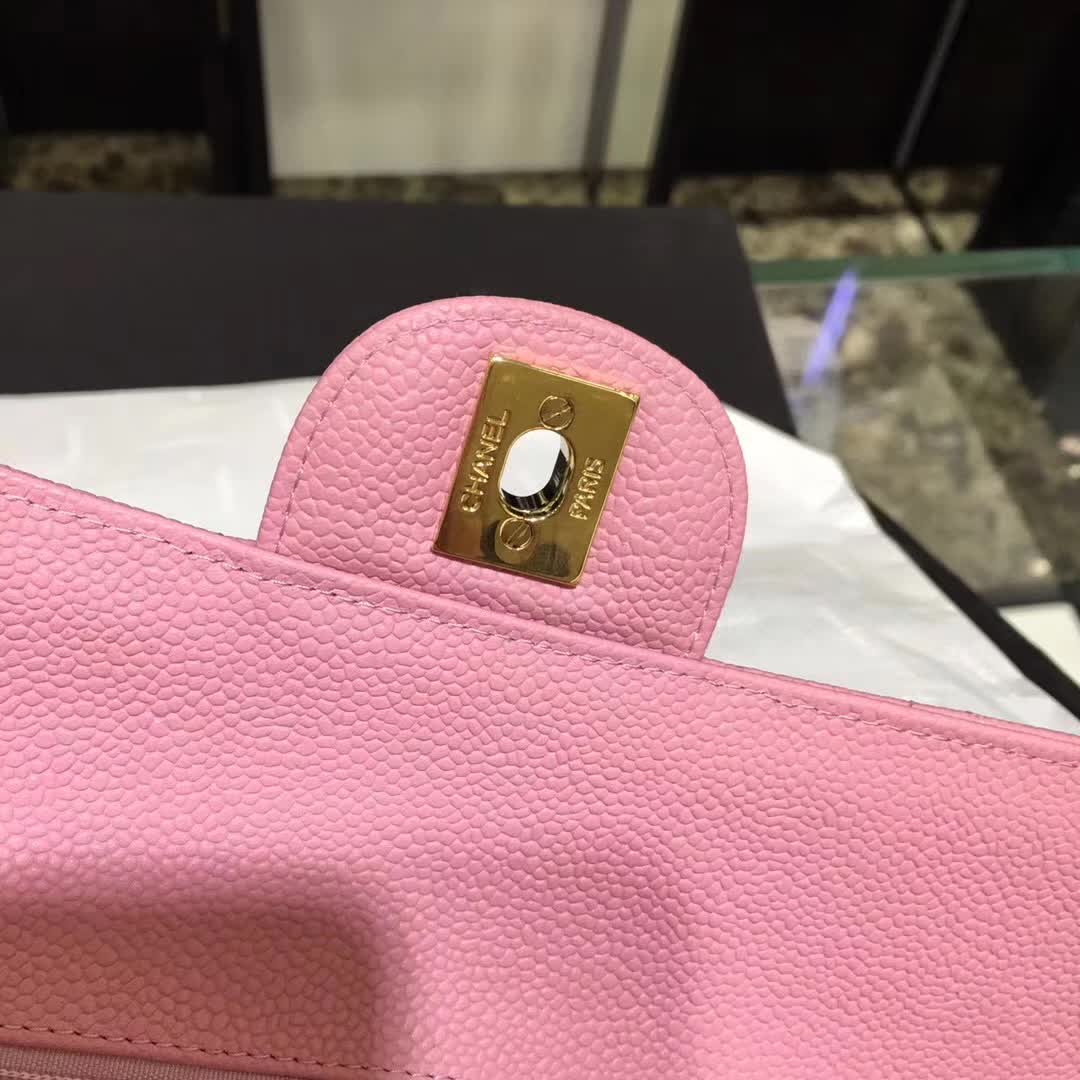 Chanel 香奈儿 Classic Flap 鱼子酱 桃粉 25cm 金