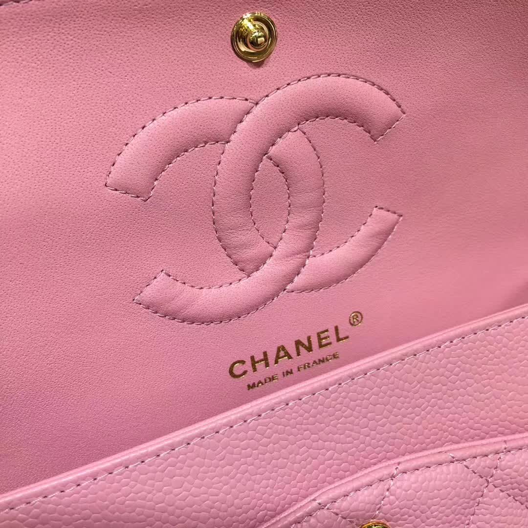 Chanel 香奈儿 Classic Flap 鱼子酱 桃粉 25cm 金
