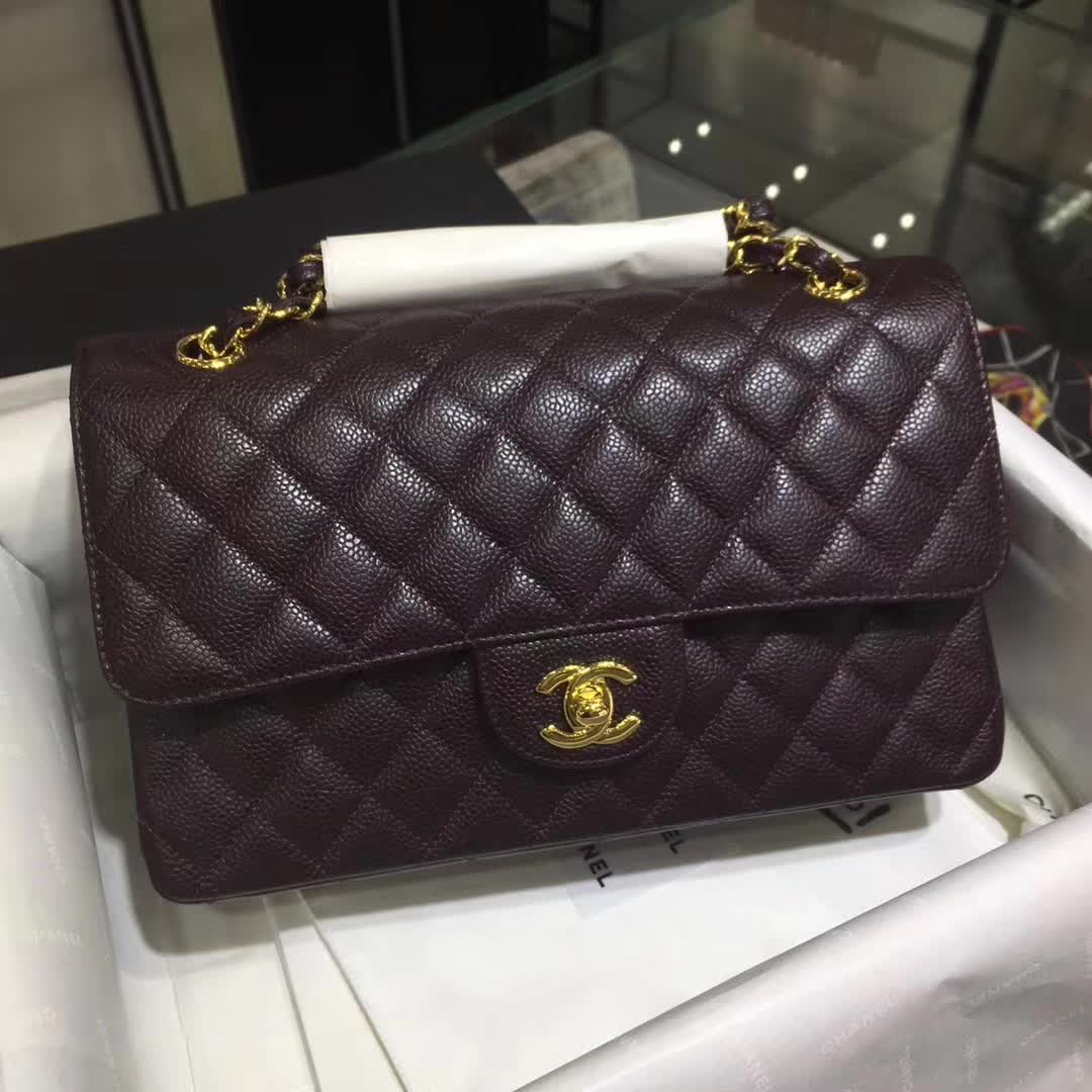 Chanel 香奈儿 Classic Flap 鱼子酱 咖啡 25cm 金