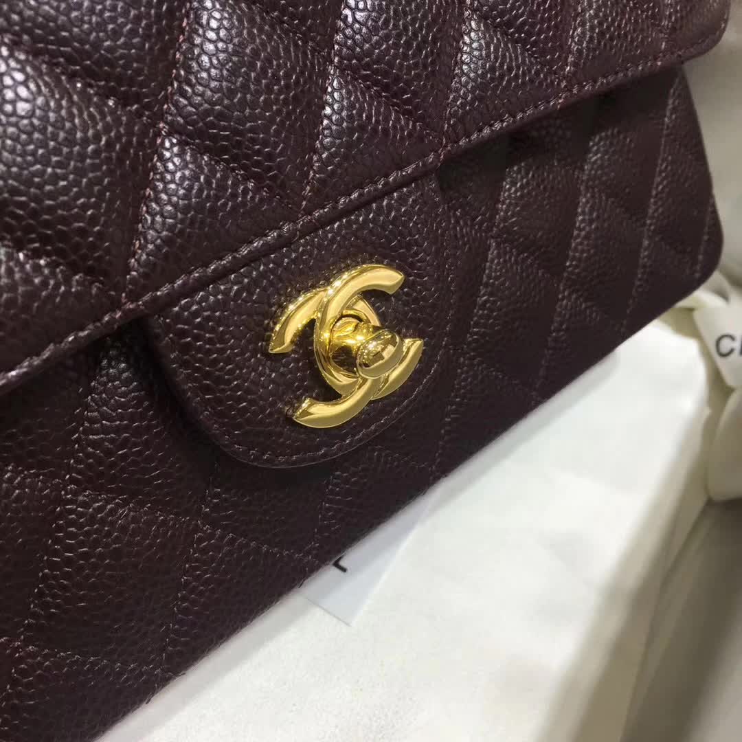 Chanel 香奈儿 Classic Flap 鱼子酱 咖啡 25cm 金
