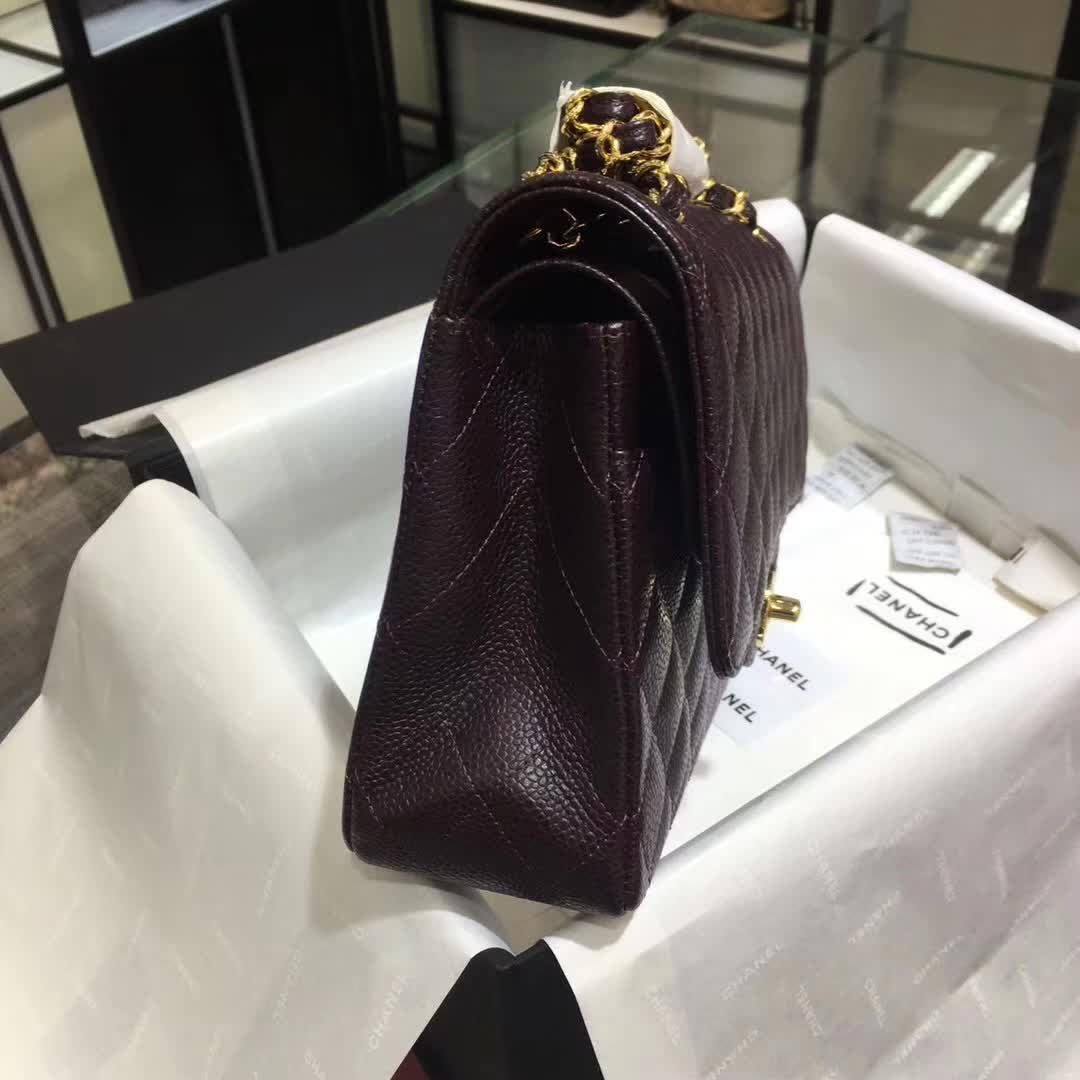 Chanel 香奈儿 Classic Flap 鱼子酱 咖啡 25cm 金