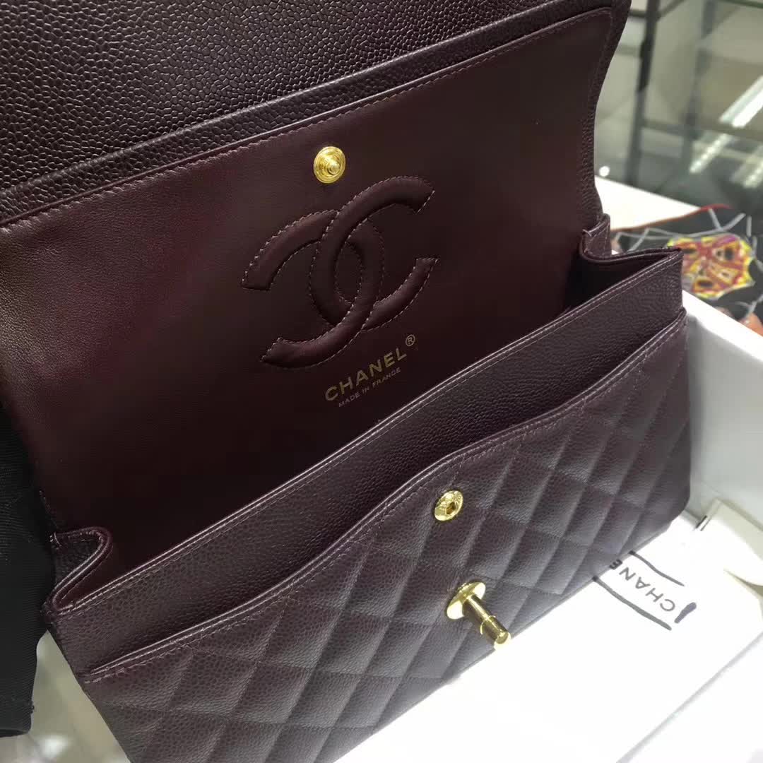 Chanel 香奈儿 Classic Flap 鱼子酱 咖啡 25cm 金