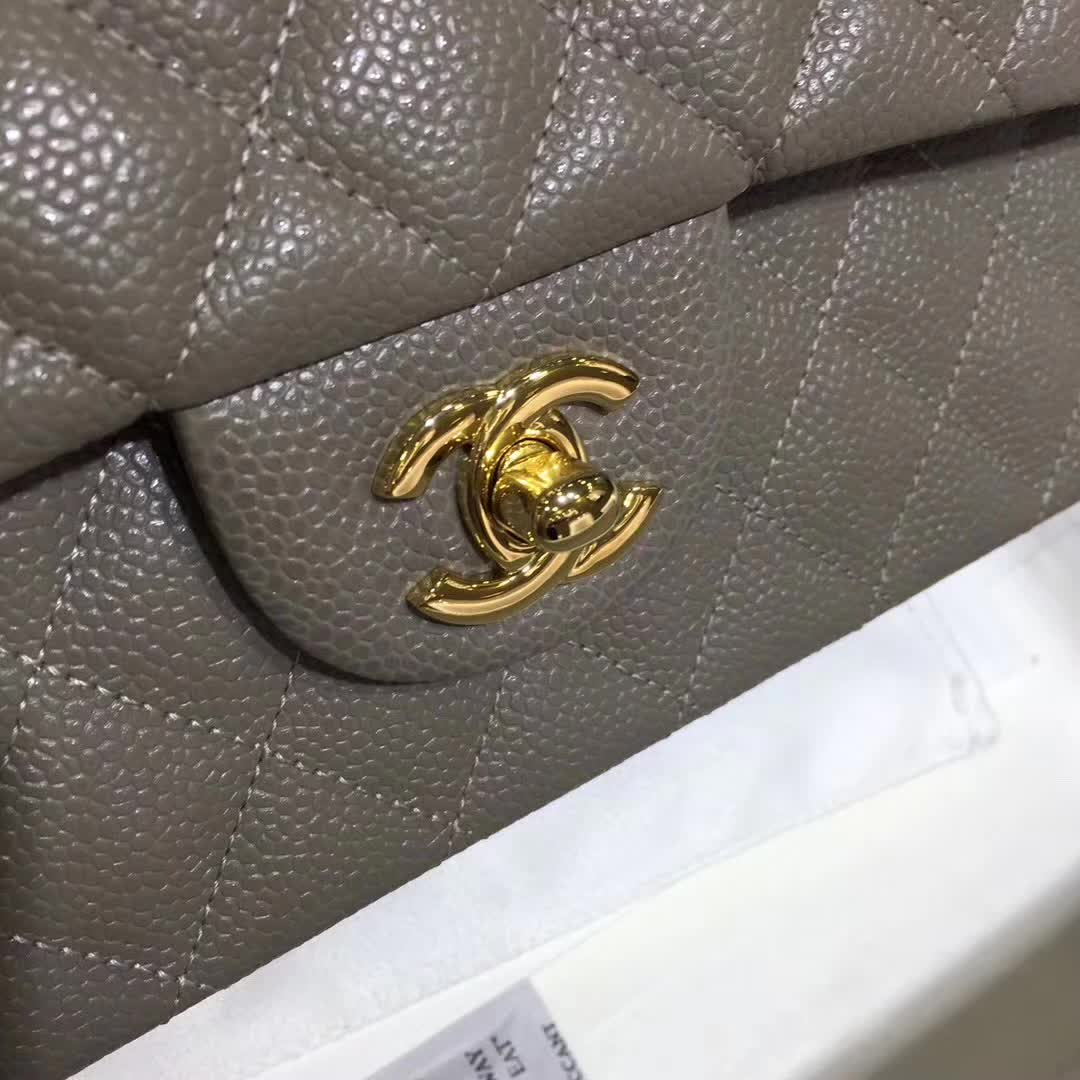 Chanel 香奈儿 Classic Flap 鱼子酱 灰色 25cm 金