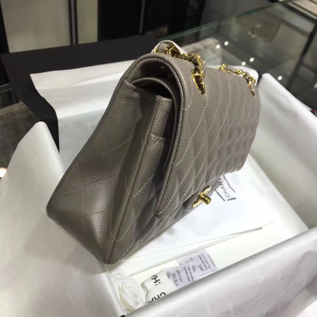 Chanel 香奈儿 Classic Flap 鱼子酱 灰色 25cm 金