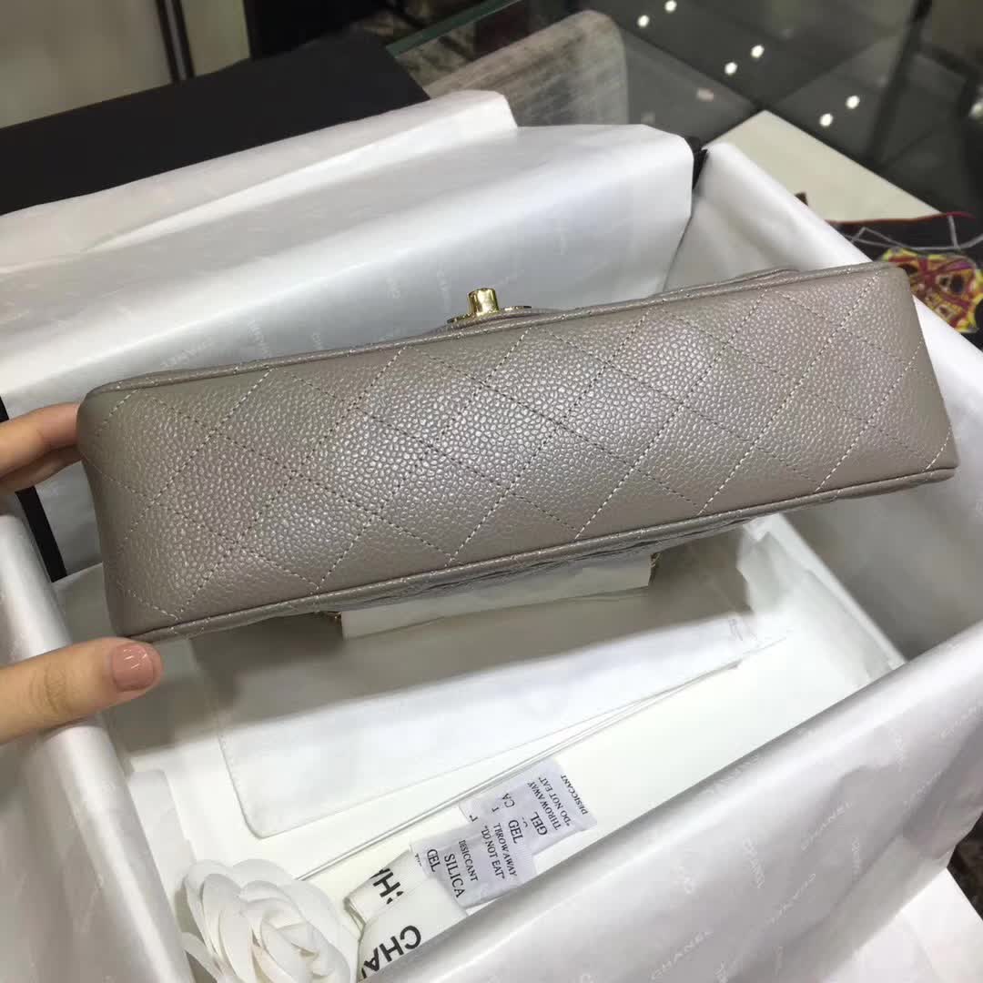 Chanel 香奈儿 Classic Flap 鱼子酱 灰色 25cm 金