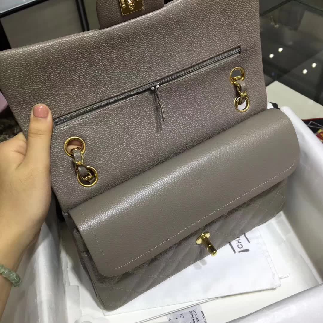 Chanel 香奈儿 Classic Flap 鱼子酱 灰色 25cm 金