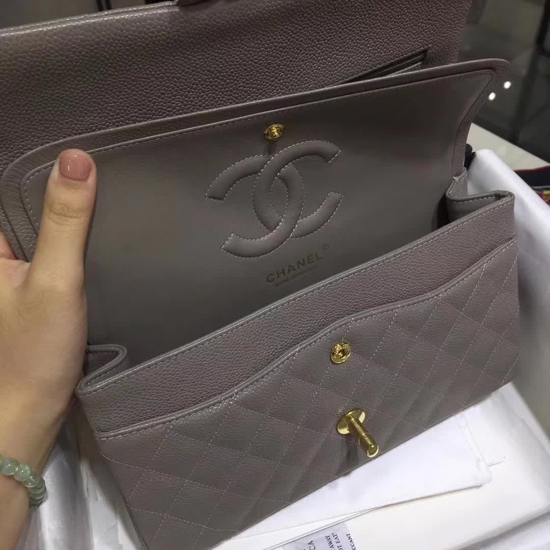 Chanel 香奈儿 Classic Flap 鱼子酱 灰色 25cm 金