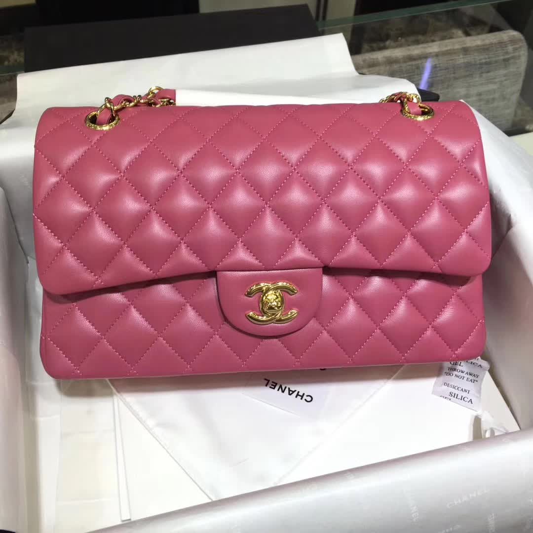 Chanel 香奈儿 Classic Flap 小羊皮 桃粉 25cm 金