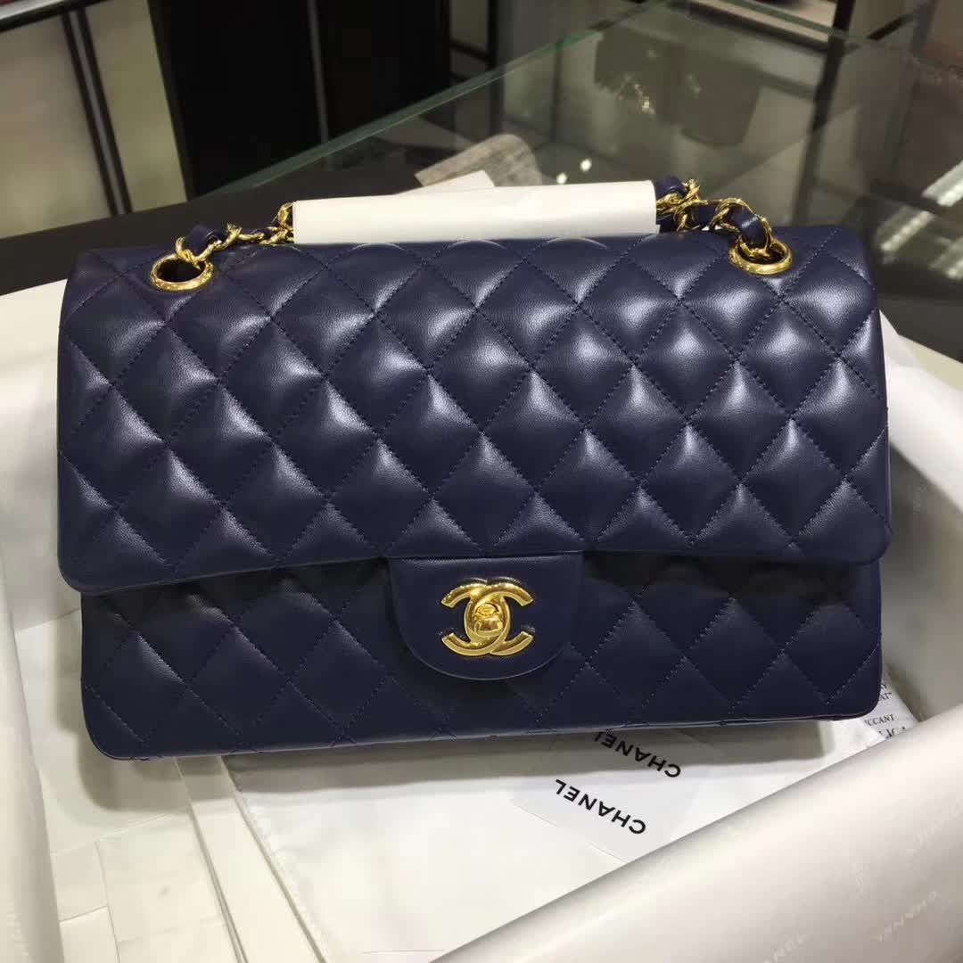 Chanel 香奈儿 Classic Flap 小羊皮 宝石蓝 25cm 金