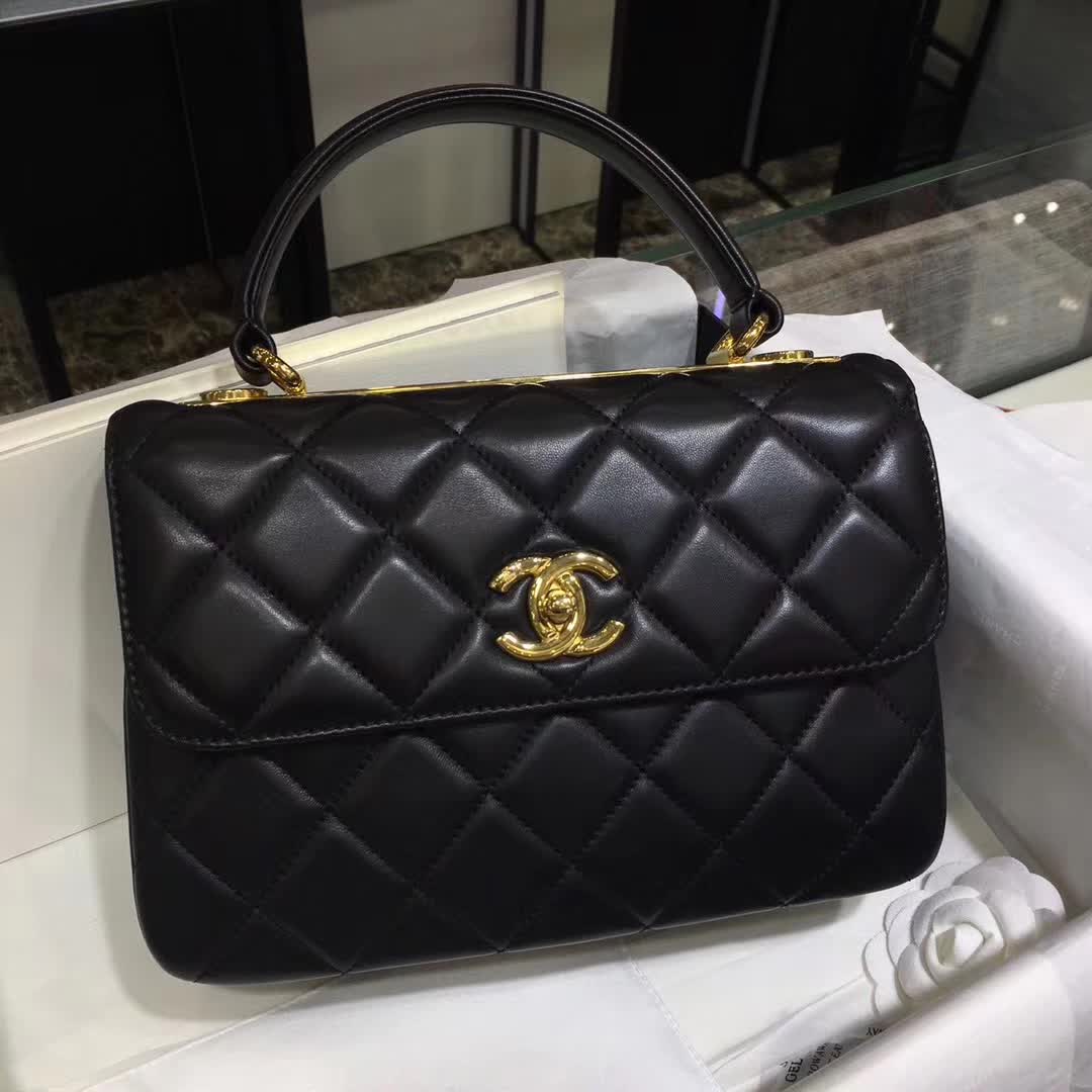 Chanel 香奈儿 Trendy 小羊皮 黑色 25cm 金色