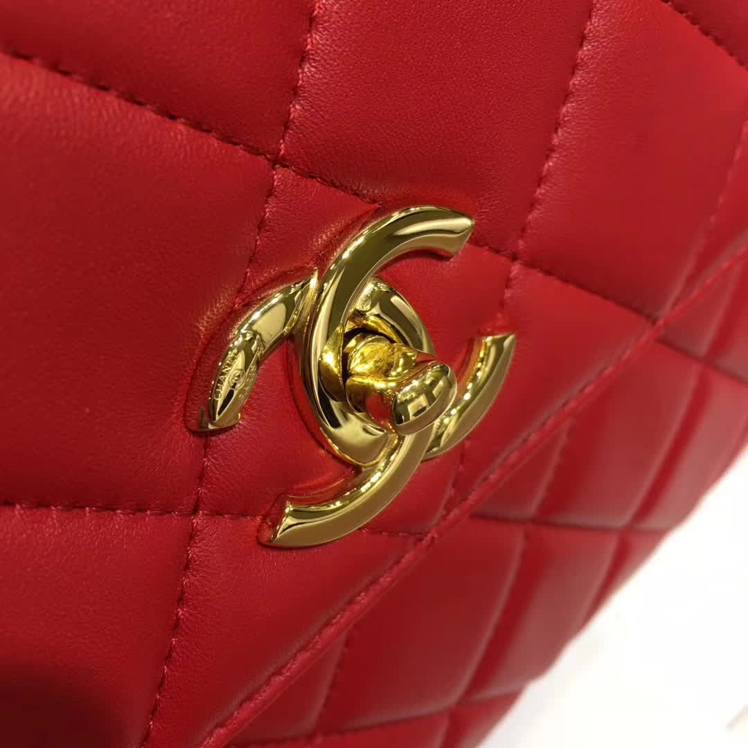 Chanel 香奈儿 Trendy 小羊皮 大红色 25cm 金色