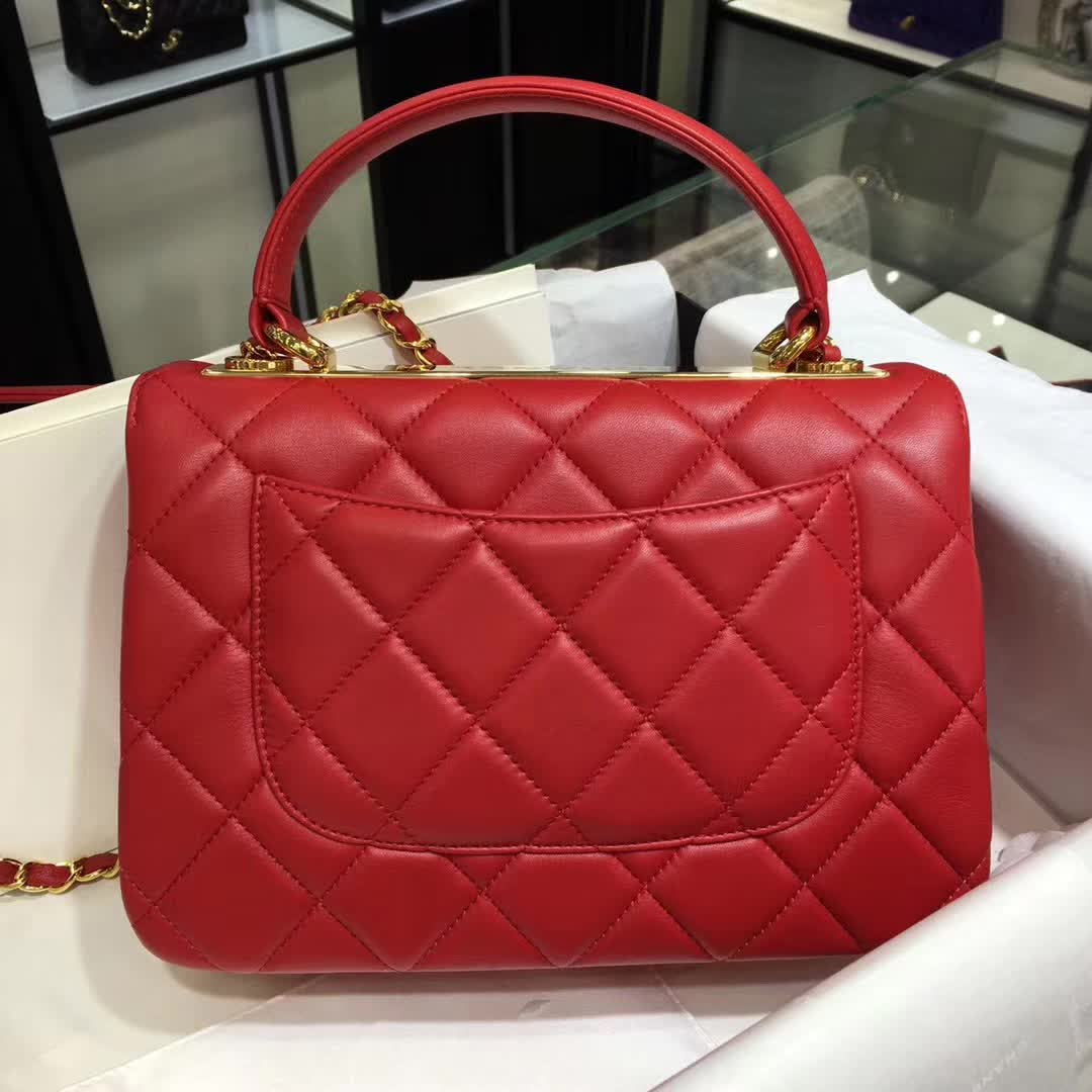 Chanel 香奈儿 Trendy 小羊皮 大红色 25cm 金色