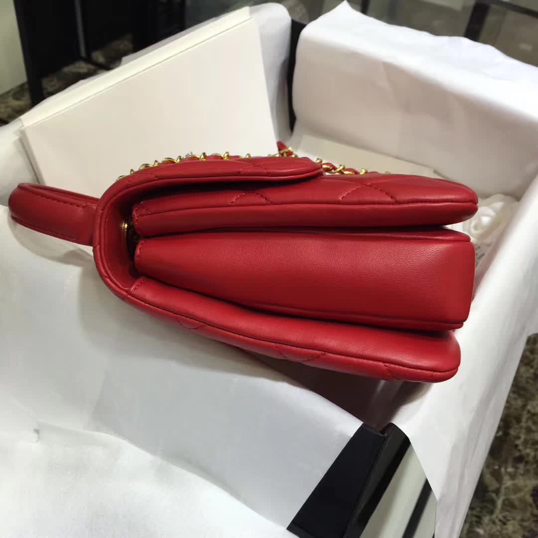 Chanel 香奈儿 Trendy 小羊皮 大红色 25cm 金色