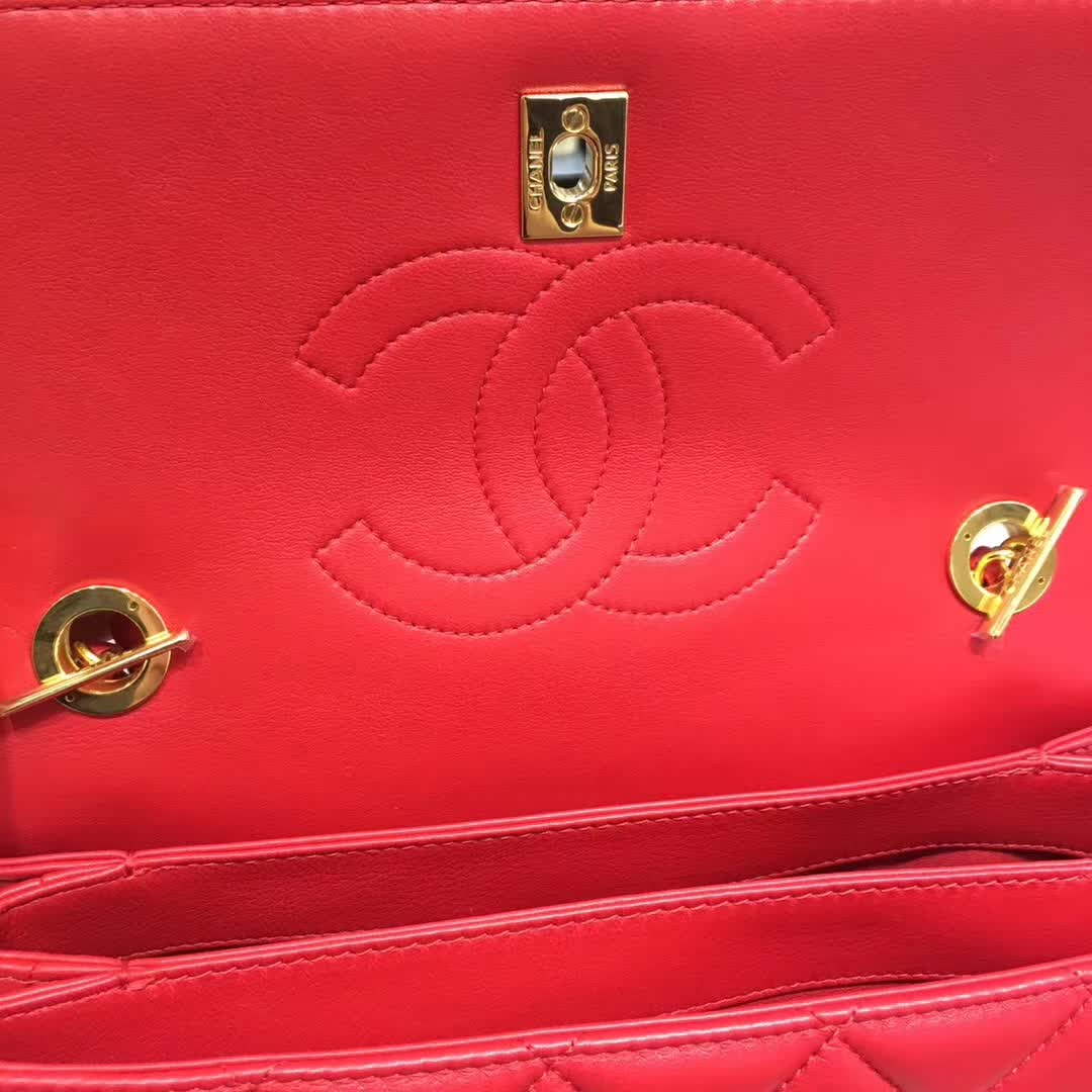 Chanel 香奈儿 Trendy 小羊皮 大红色 25cm 金色