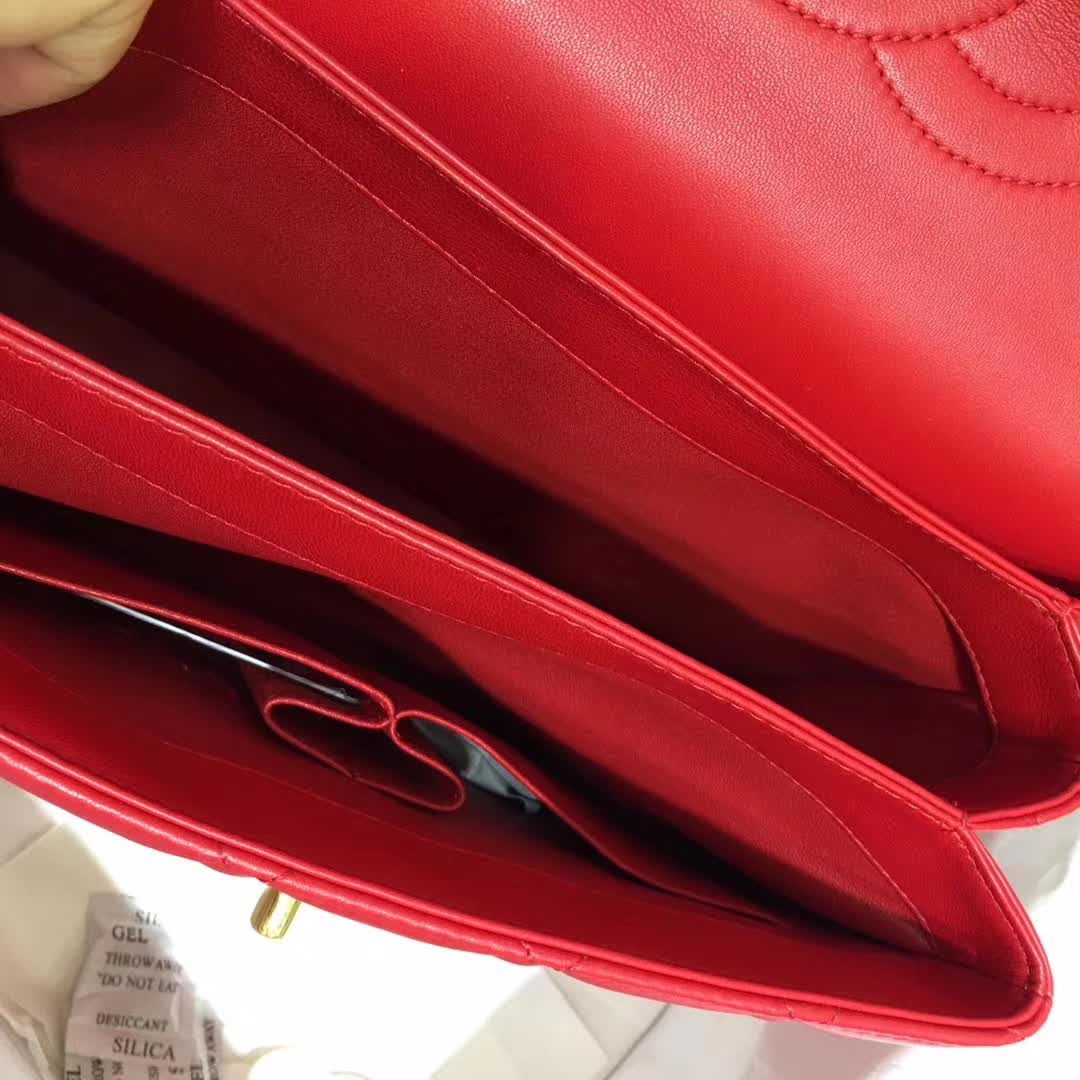 Chanel 香奈儿 Trendy 小羊皮 大红色 25cm 金色