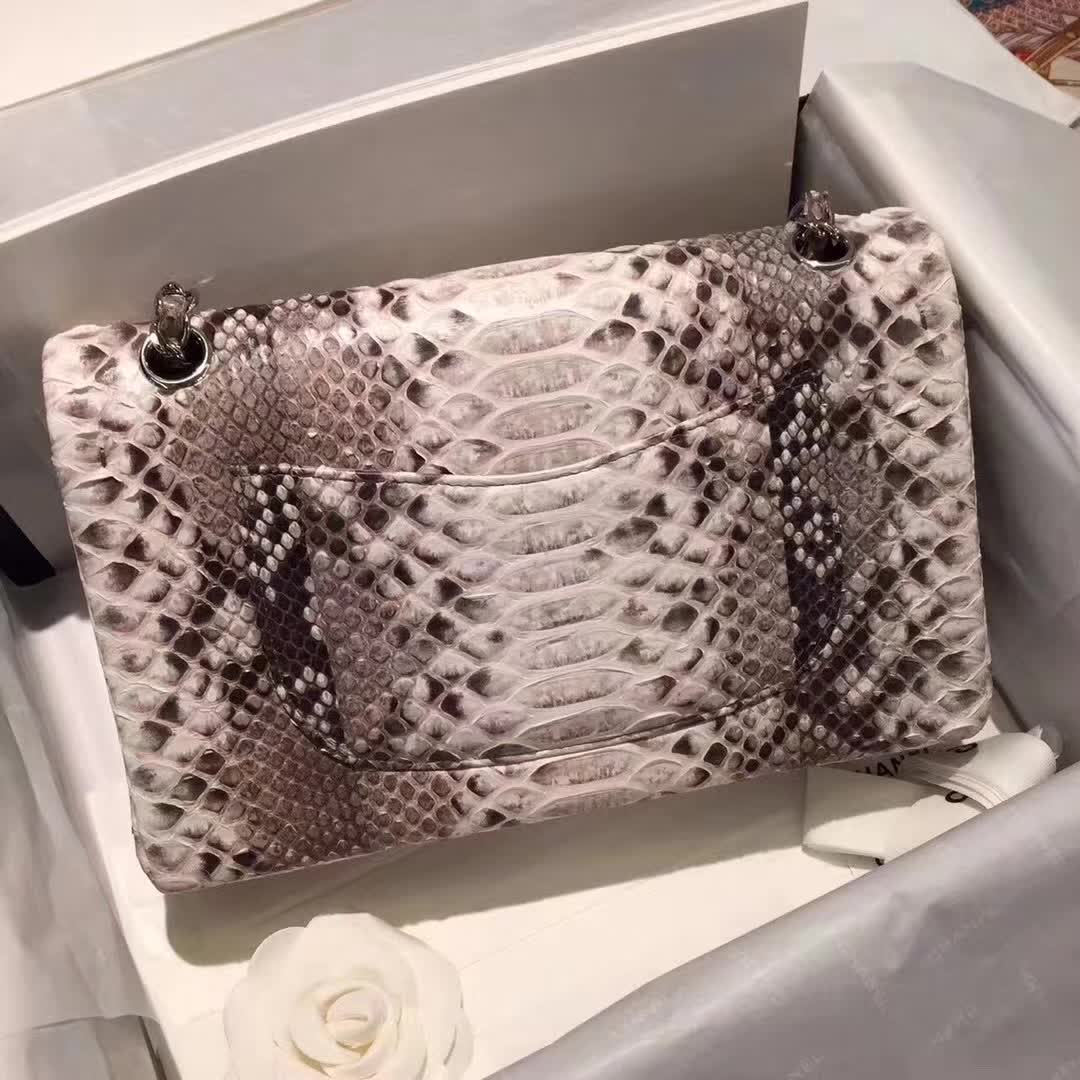 Chanel 香奈儿 Classic Flap  蛇皮 原花色 25cm 银 广州白云皮具城