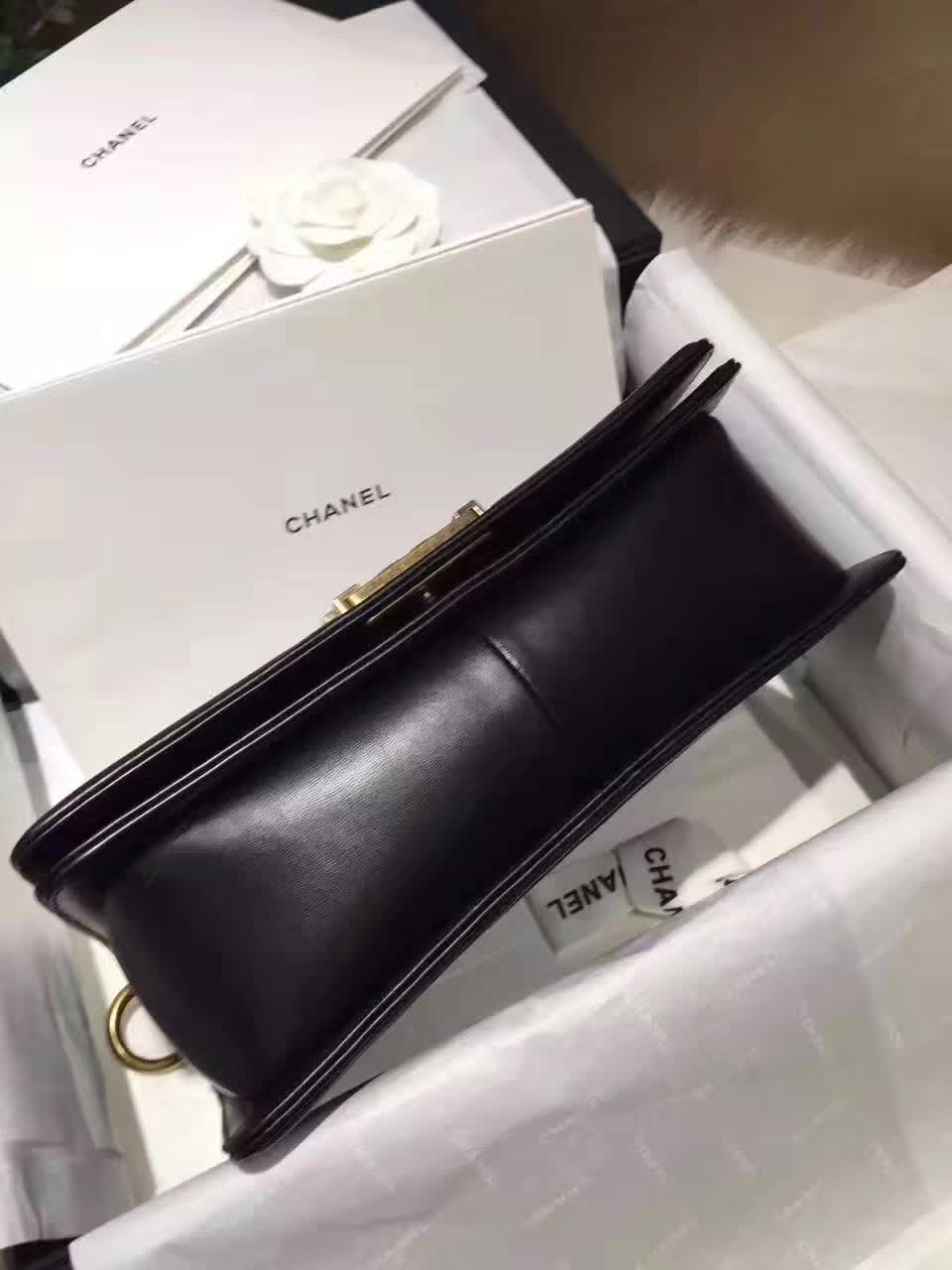 厂家直销 Chanel 香奈儿 Leboy  羊皮 黑色 25cm 古金五金