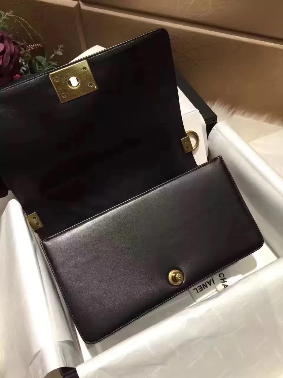 厂家直销 Chanel 香奈儿 Leboy  羊皮 黑色 25cm 古金五金