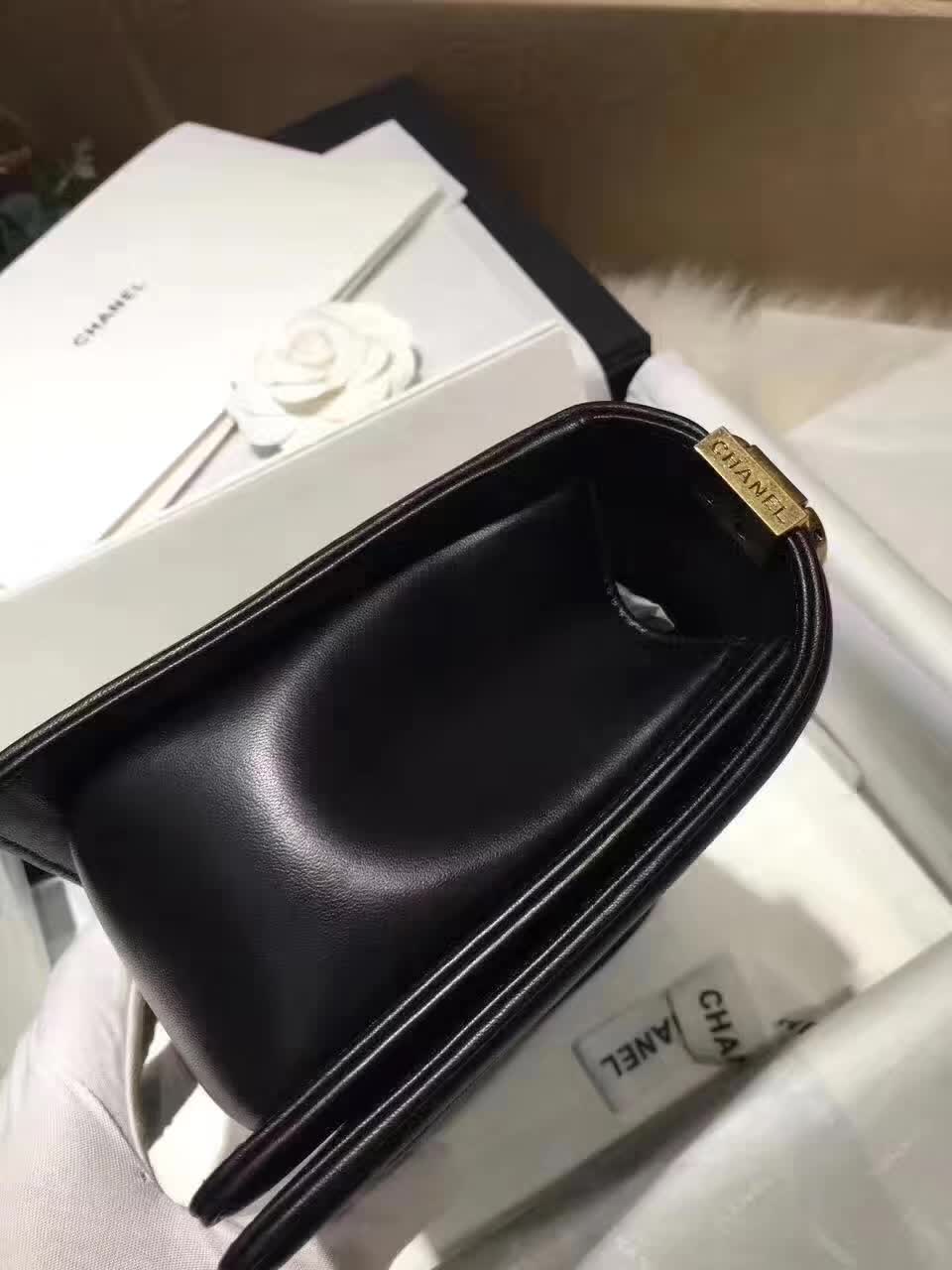 厂家直销 Chanel 香奈儿 Leboy  羊皮 黑色 25cm 古金五金