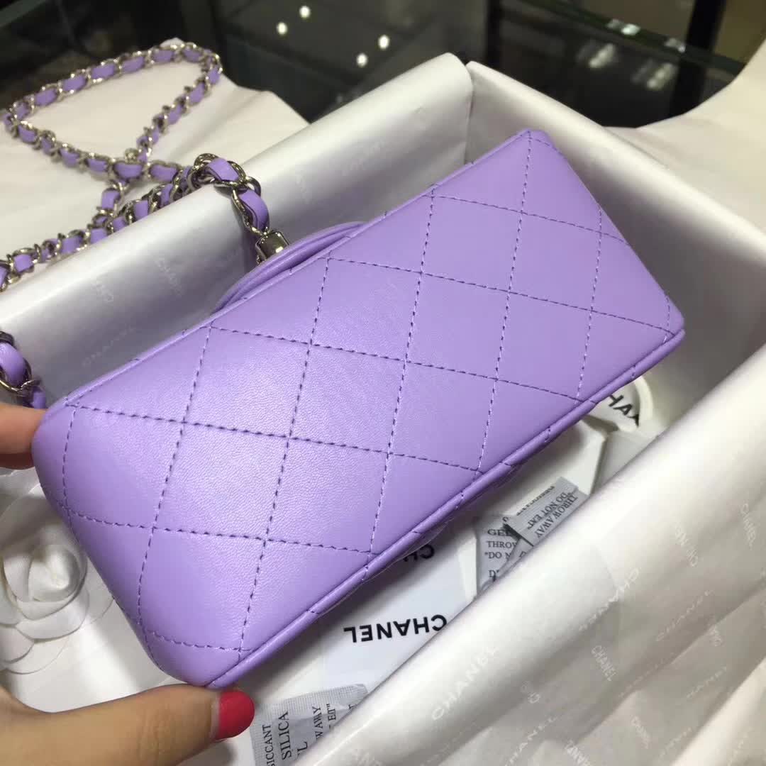 Chanel 香奈儿 Classic Flap 小羊皮 薰衣草紫 17cm 银五金