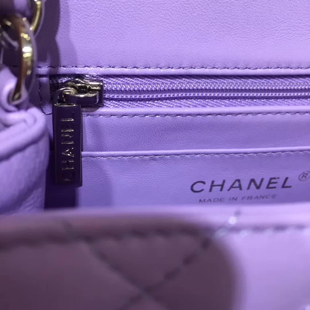 Chanel 香奈儿 Classic Flap 小羊皮 薰衣草紫 17cm 银五金