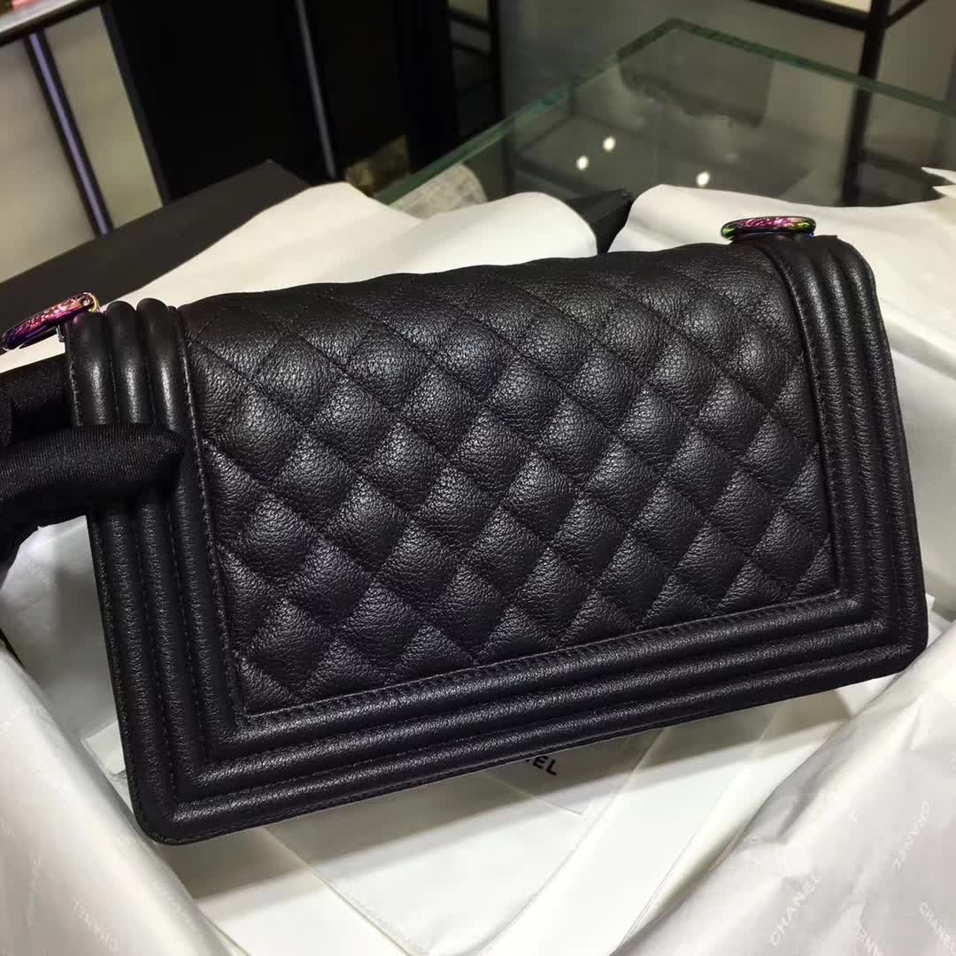 Chanel 香奈儿 Leboy 绵羊皮 黑色 25cm 彩金 厂家直销