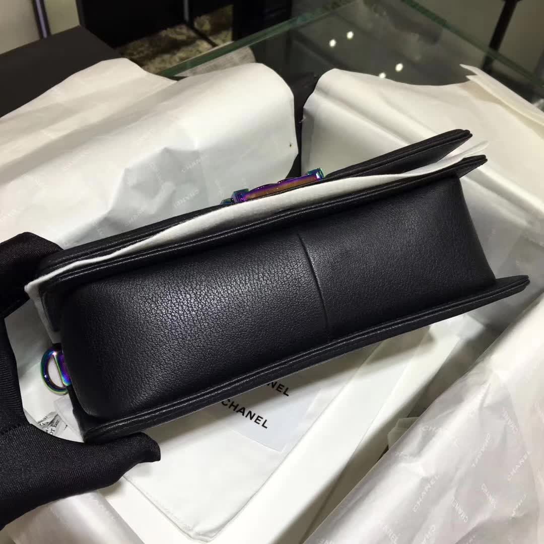 Chanel 香奈儿 Leboy 绵羊皮 黑色 25cm 彩金 厂家直销