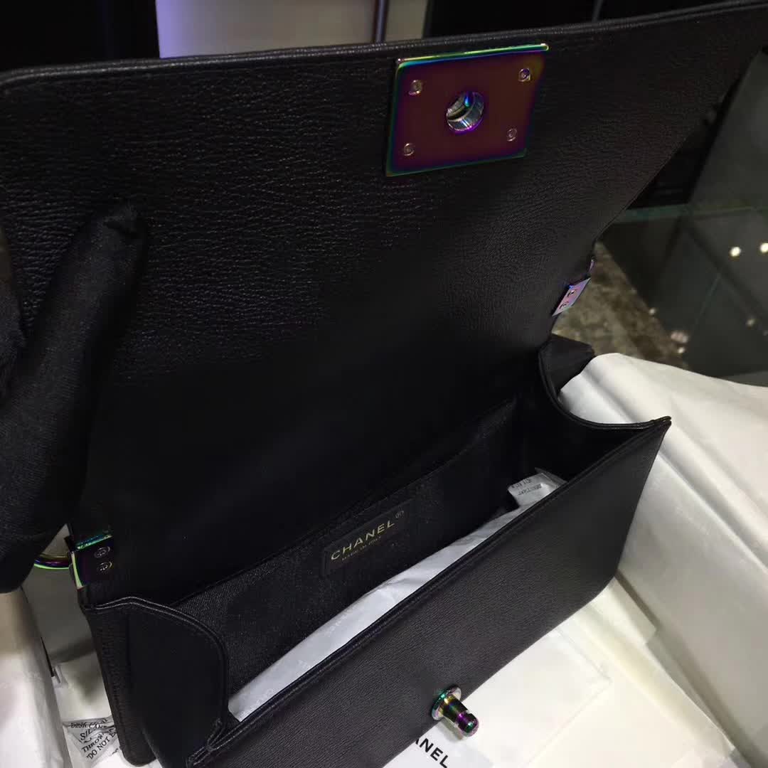 Chanel 香奈儿 Leboy 绵羊皮 黑色 25cm 彩金 厂家直销