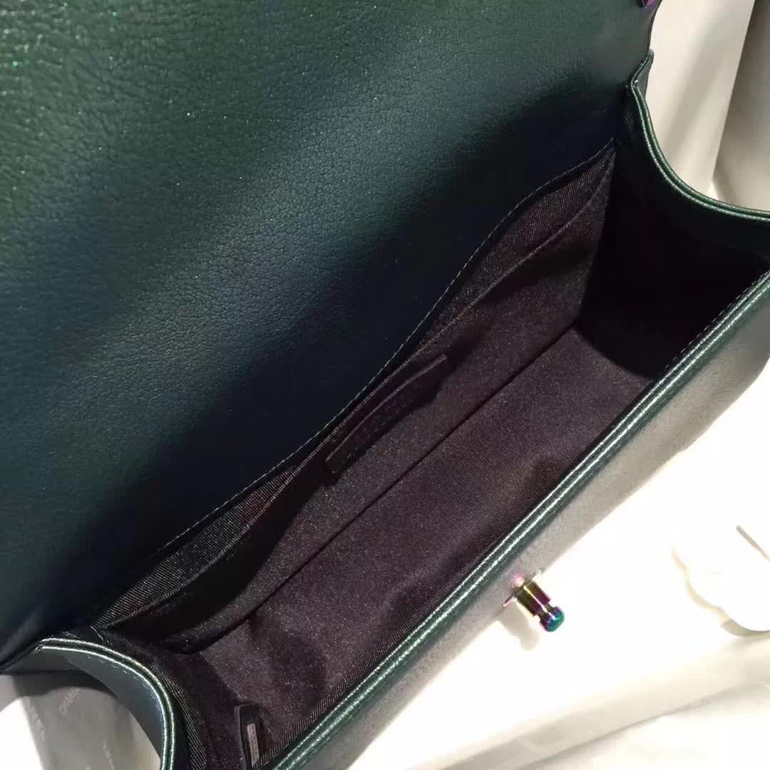 Chanel 香奈儿 Leboy 绵羊皮 绿色 25cm 彩金 厂家直销