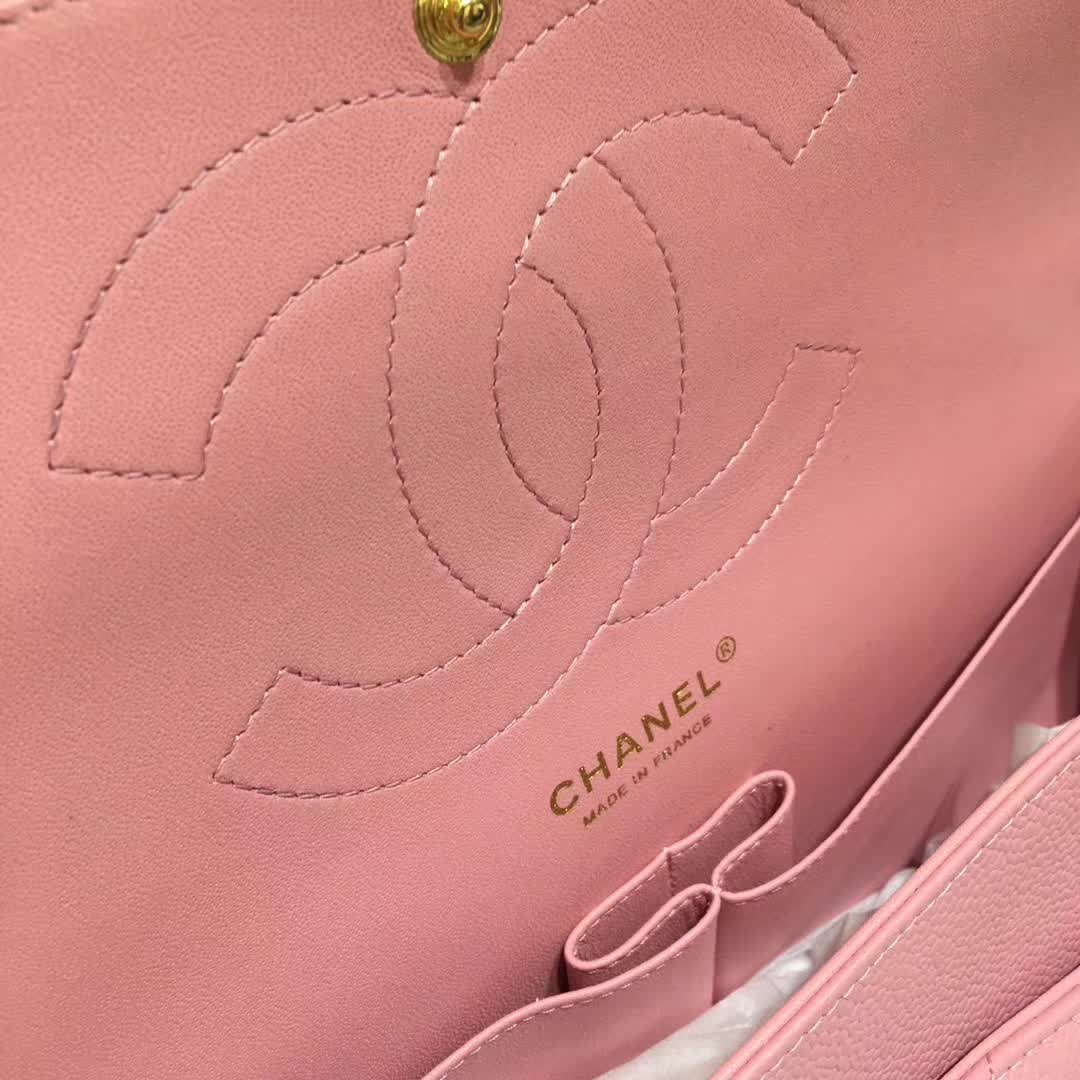 Chanel 香奈儿 Classic Flap 鱼子酱 桃粉 30cm 金色五金