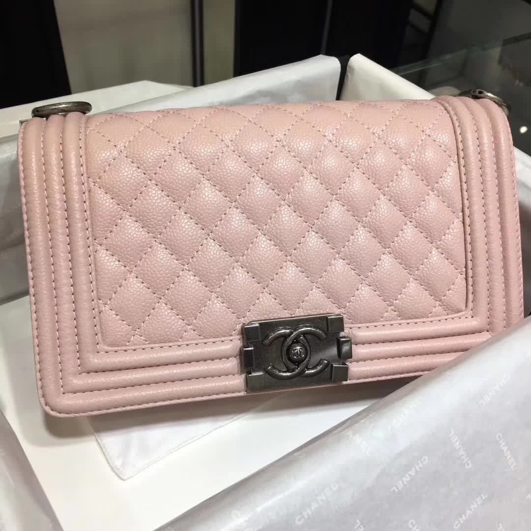 Chanel 香奈儿 Leboy 鱼子酱 浅粉 25cm 古银