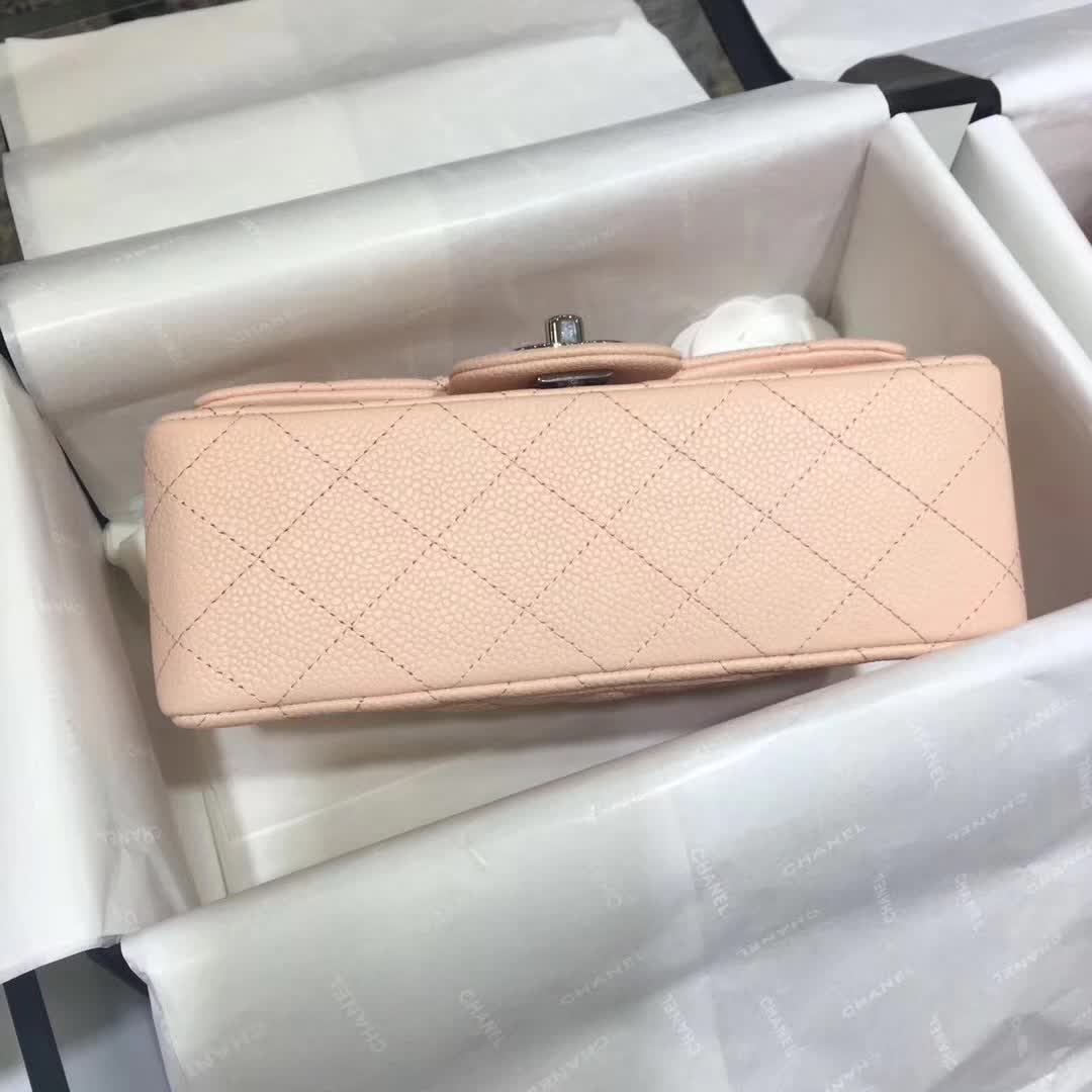 Chanel 香奈儿 Classic Flap 鱼子酱 裸粉色 20cm 银五金 现货