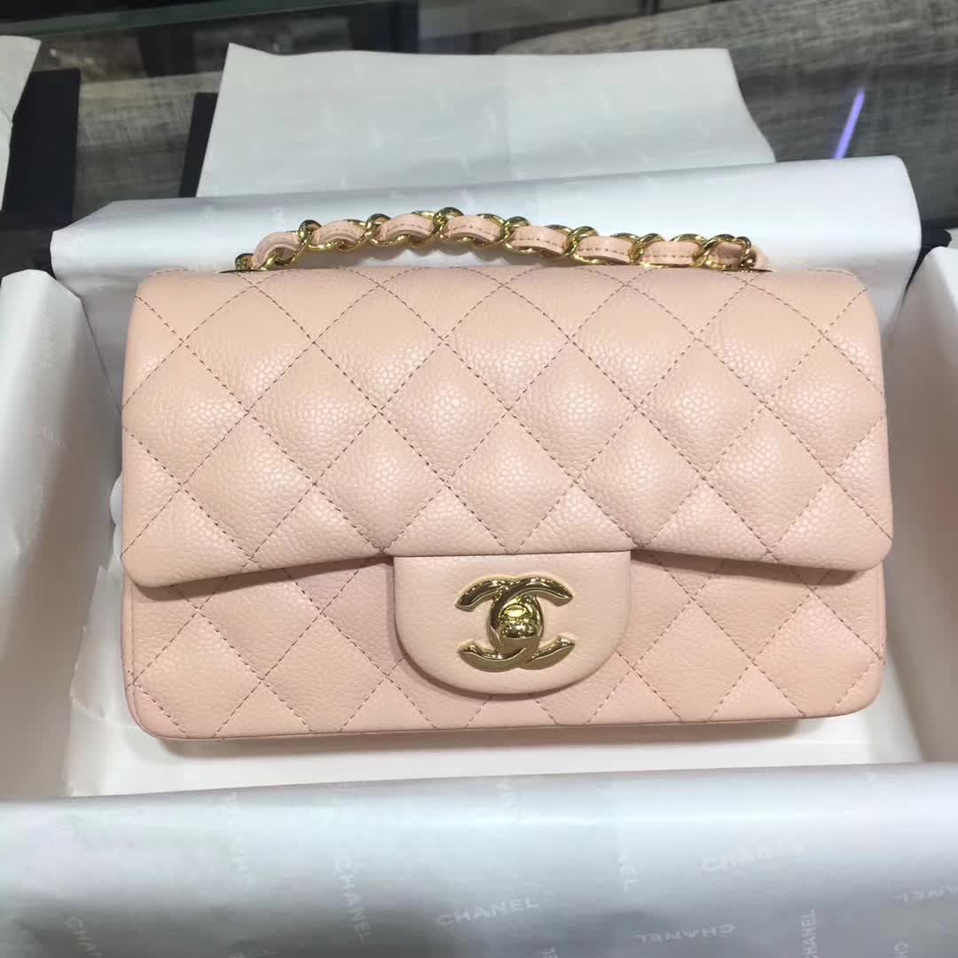 Chanel 香奈儿 Classic Flap 鱼子酱 裸粉色 20cm 金色五金 现货