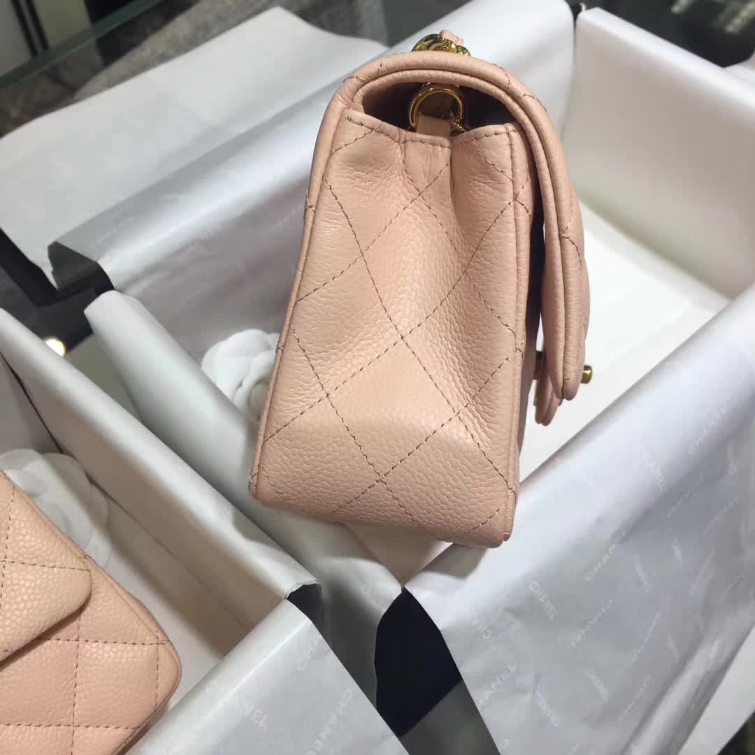 Chanel 香奈儿 Classic Flap 鱼子酱 裸粉色 20cm 金色五金 现货