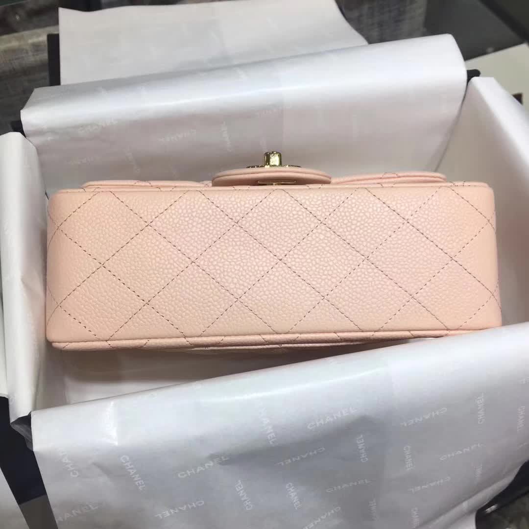 Chanel 香奈儿 Classic Flap 鱼子酱 裸粉色 20cm 金色五金 现货