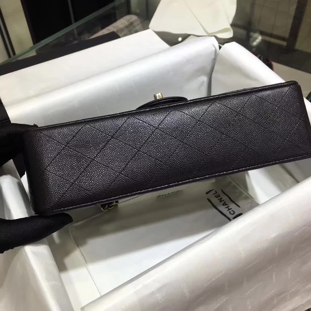 Chanel 香奈儿 Classic Flap 小鱼子酱 黑色 25cm 香槟金