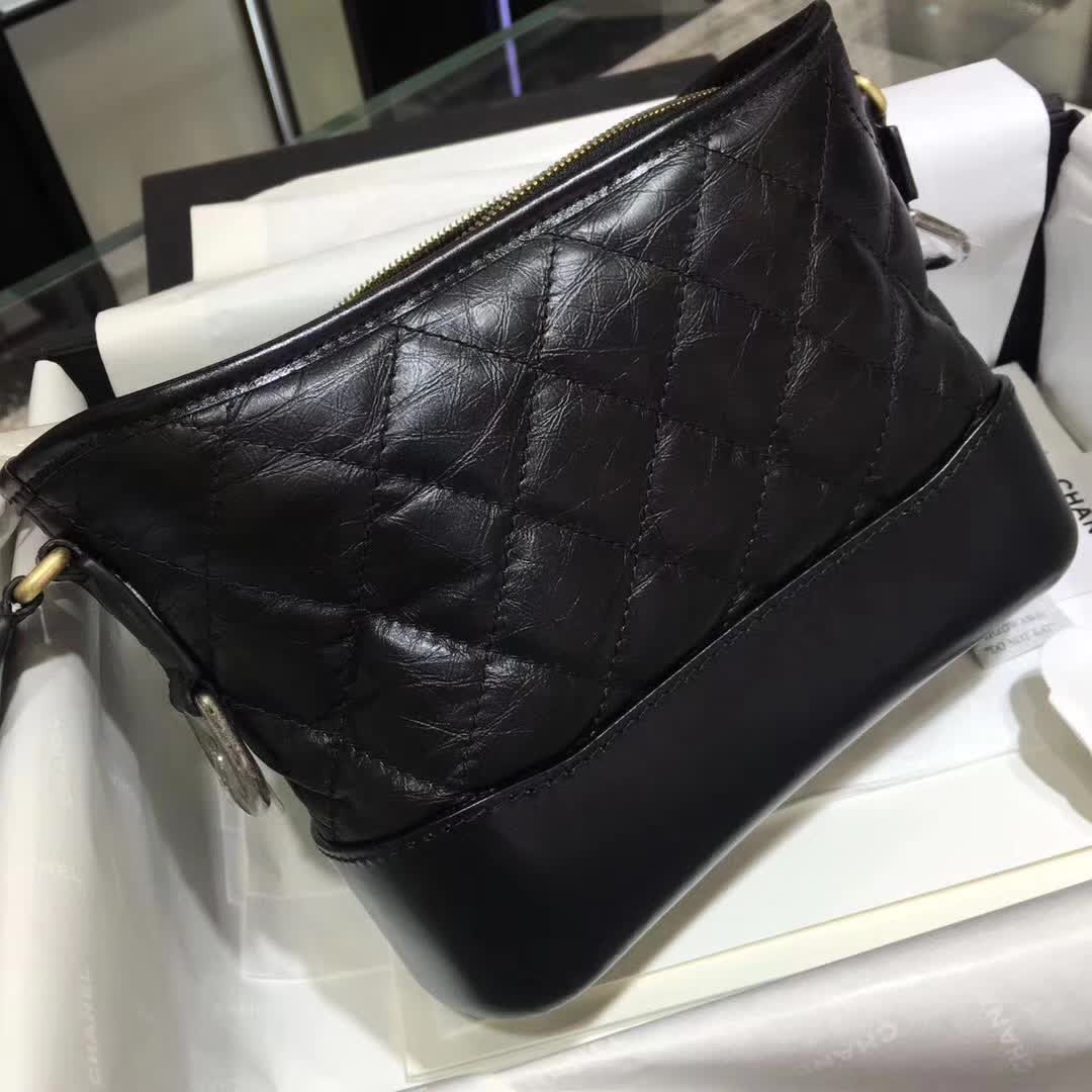 广州白云皮具城  Chanel 香奈儿 流浪包 明星同款 黑色 20cm
