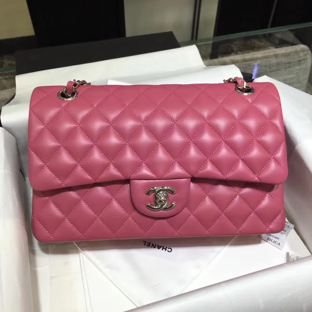 Chanel 香奈儿 Classic Flap 小羊皮 桃粉 25cm 银扣