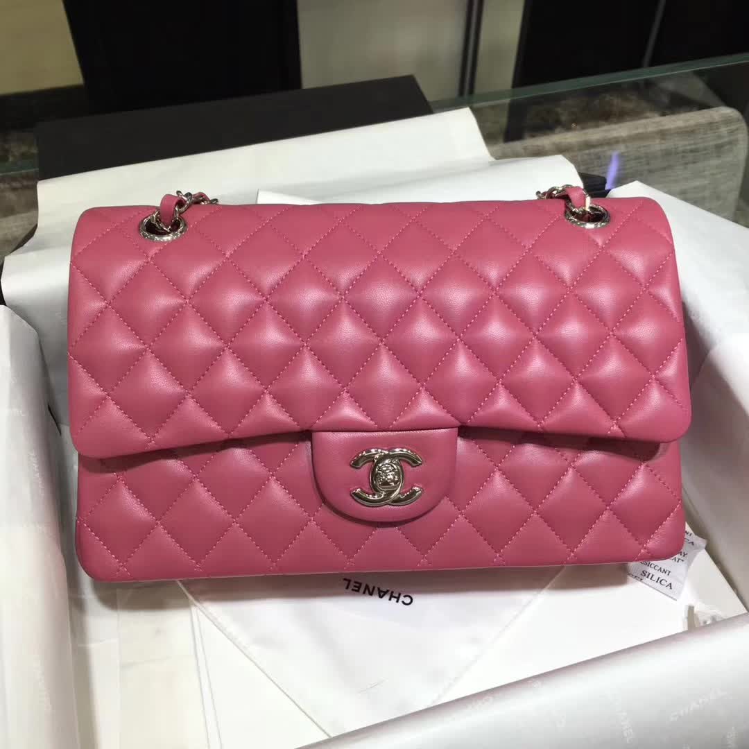 Chanel 香奈儿 Classic Flap 小羊皮 桃粉 25cm 银扣