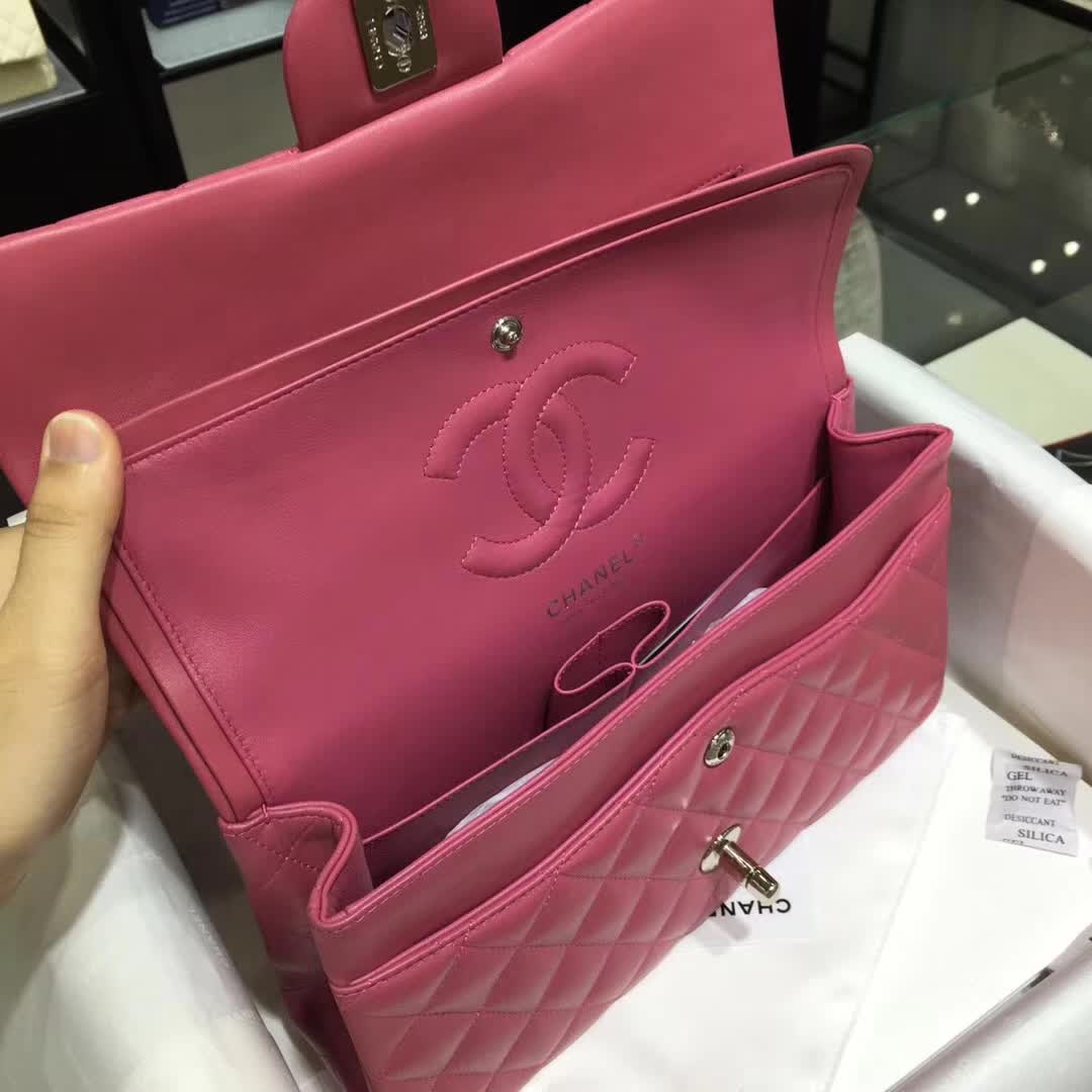 Chanel 香奈儿 Classic Flap 小羊皮 桃粉 25cm 银扣