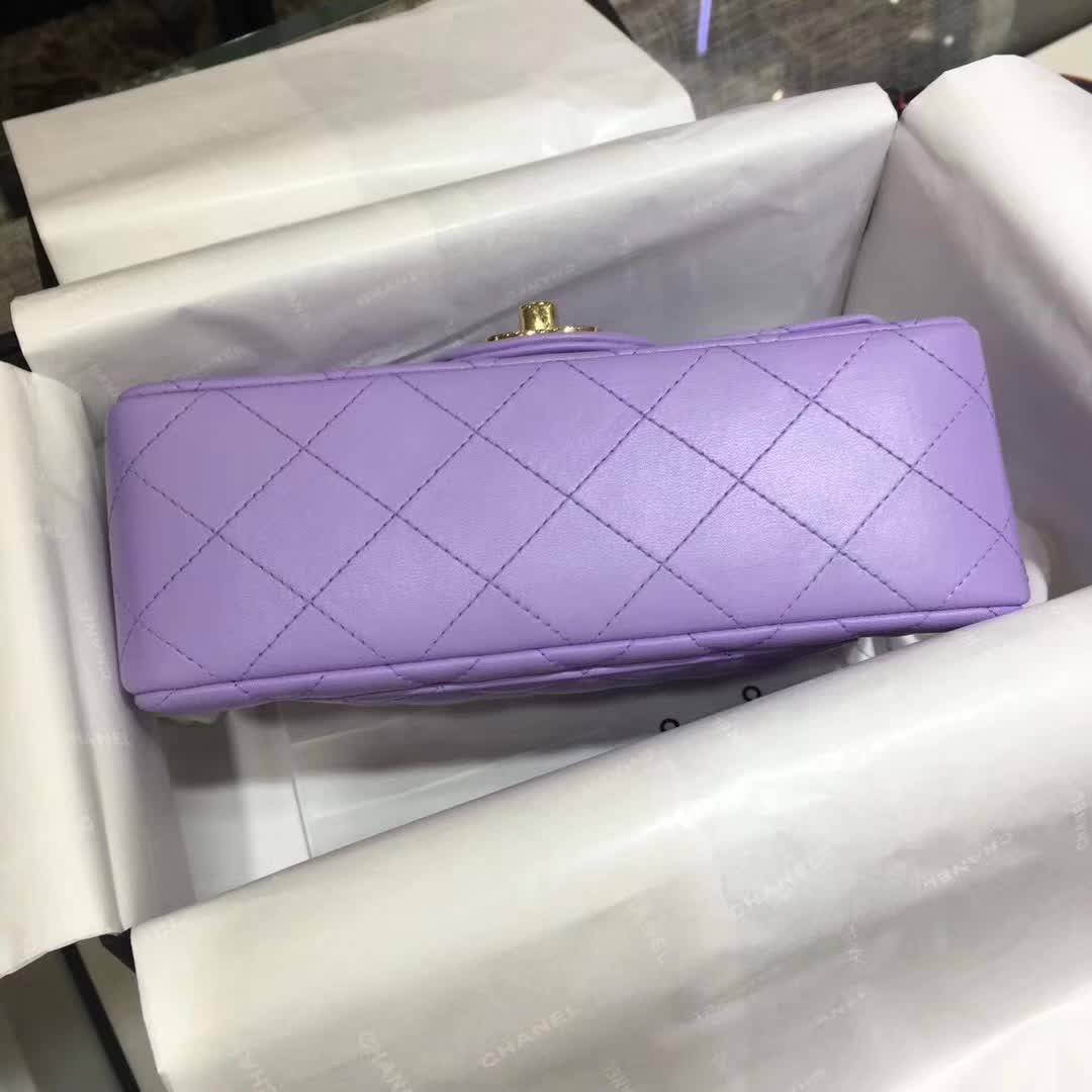 Chanel 香奈儿 Classic Flap 小羊皮 薰衣草 20cm 金（现货）
