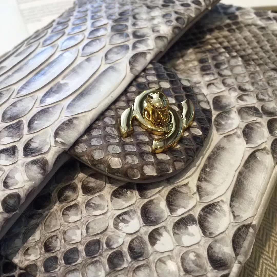 Chanel 香奈儿 Classic Flap 蛇皮 原花色 25cm 金 广州白云皮具城