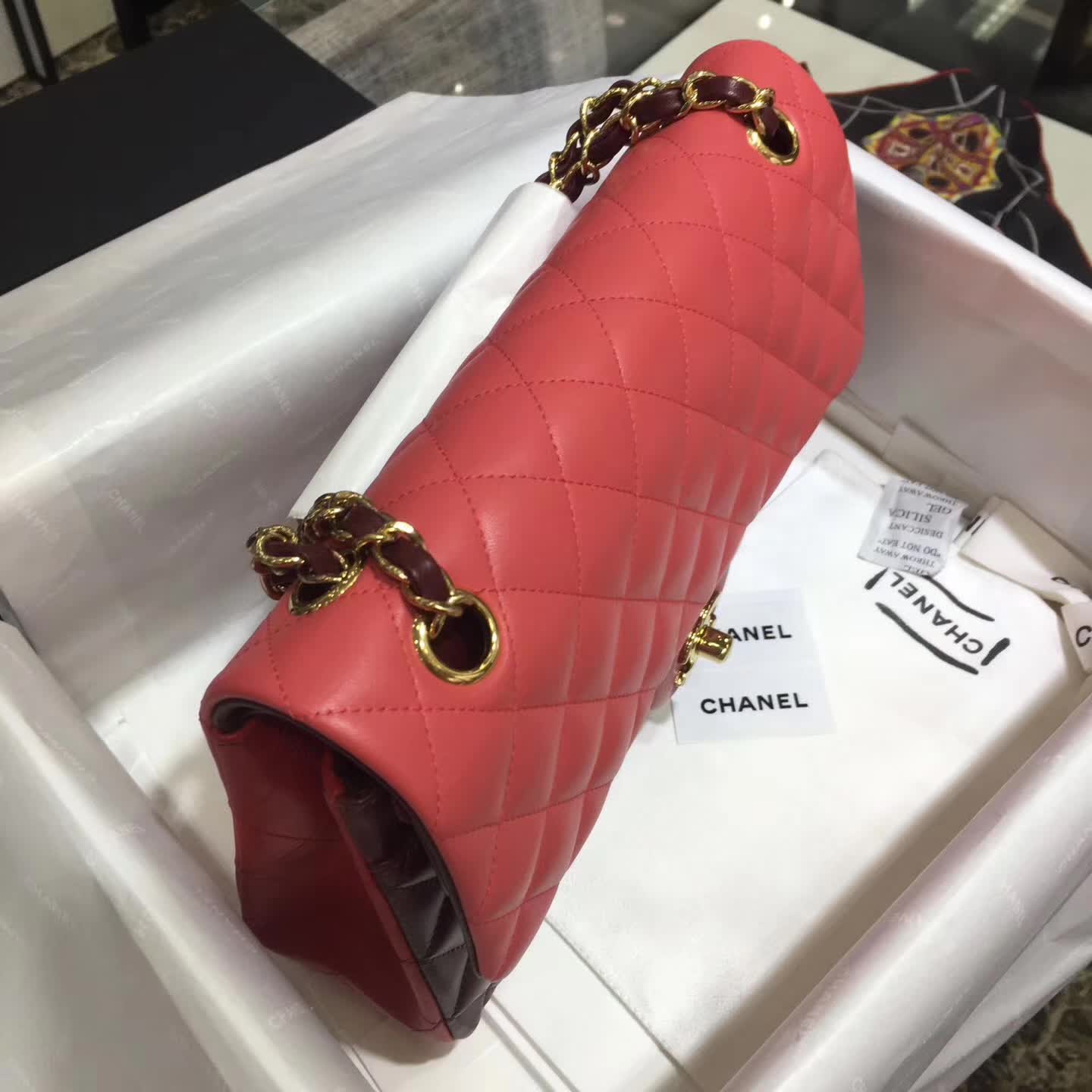 Chanel 香奈儿 Classic Flap 小羊皮 拼色 25 五金：金