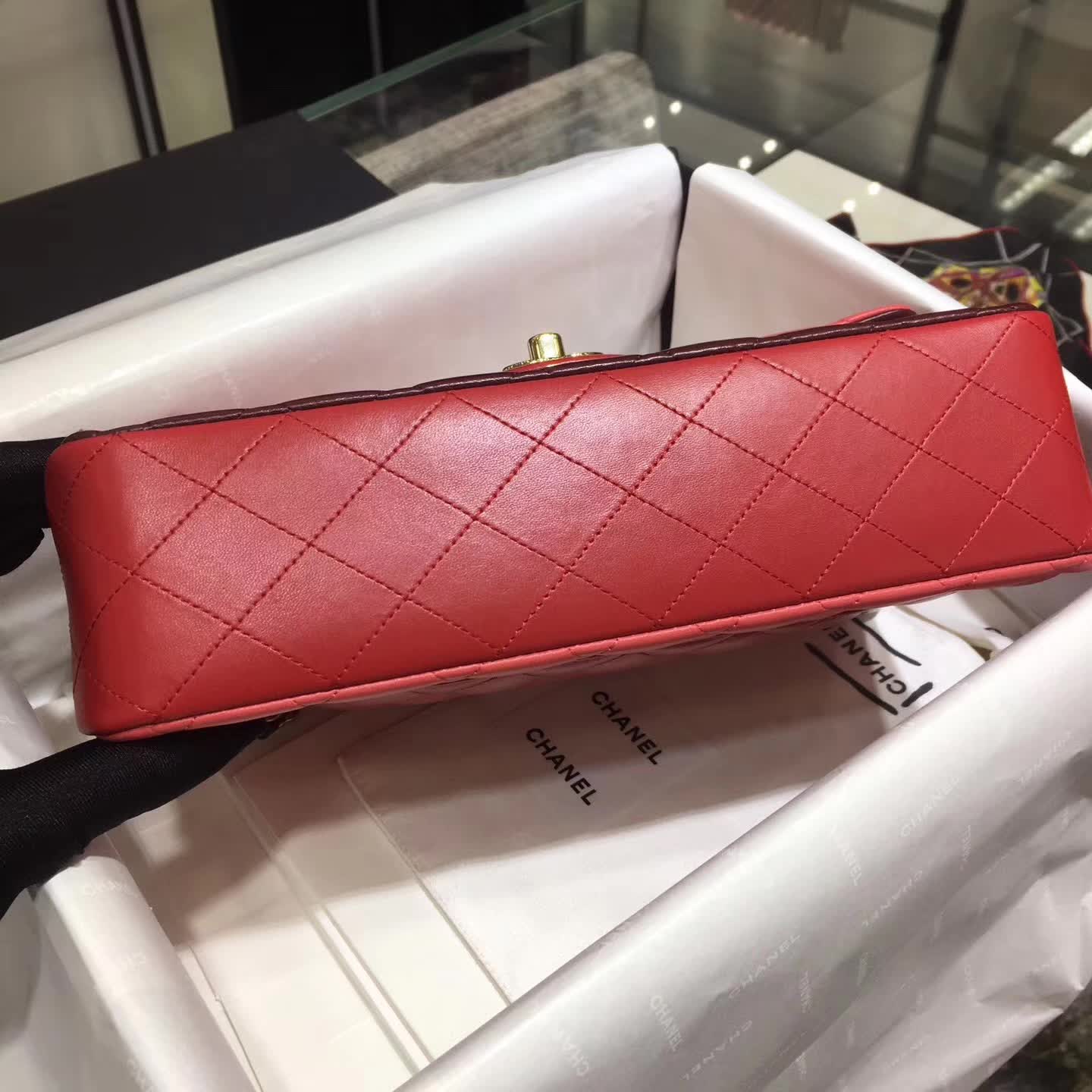 Chanel 香奈儿 Classic Flap 小羊皮 拼色 25 五金：金