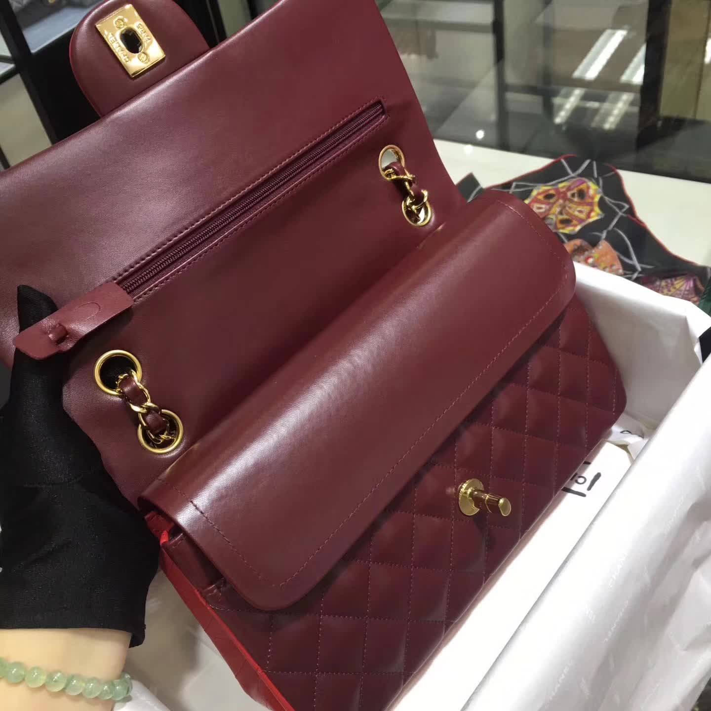 Chanel 香奈儿 Classic Flap 小羊皮 拼色 25 五金：金